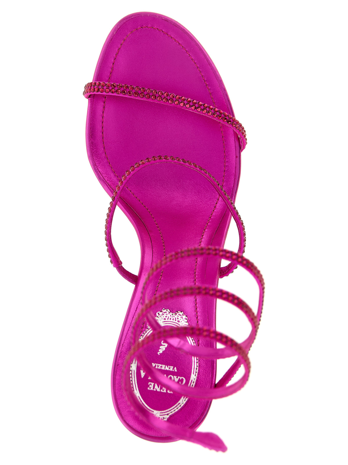 RENE CAOVILLA Fuchsia Viscose Stiletto Heel Women's Sandals