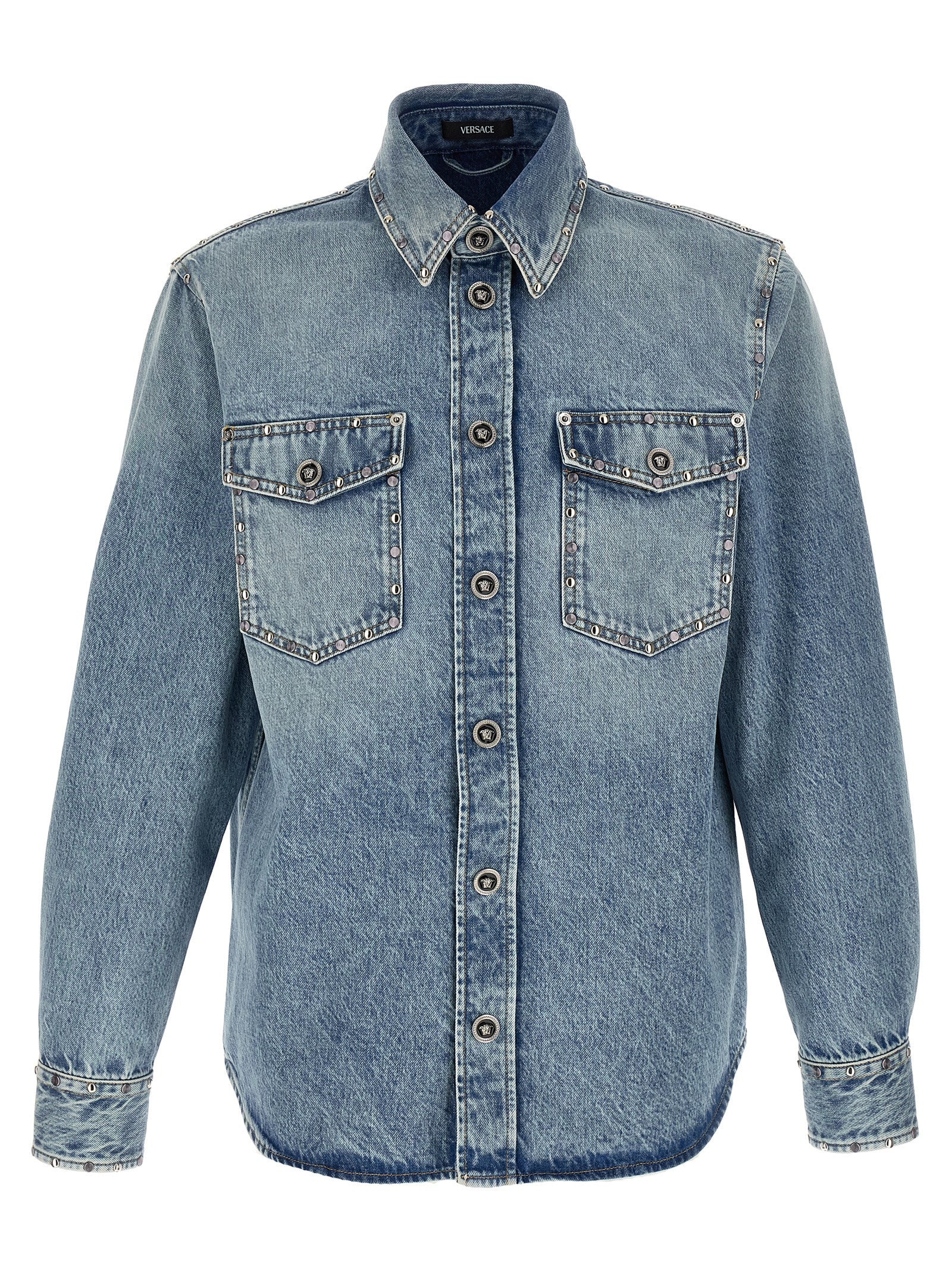 Versace Blue Cotton Men's Blouse