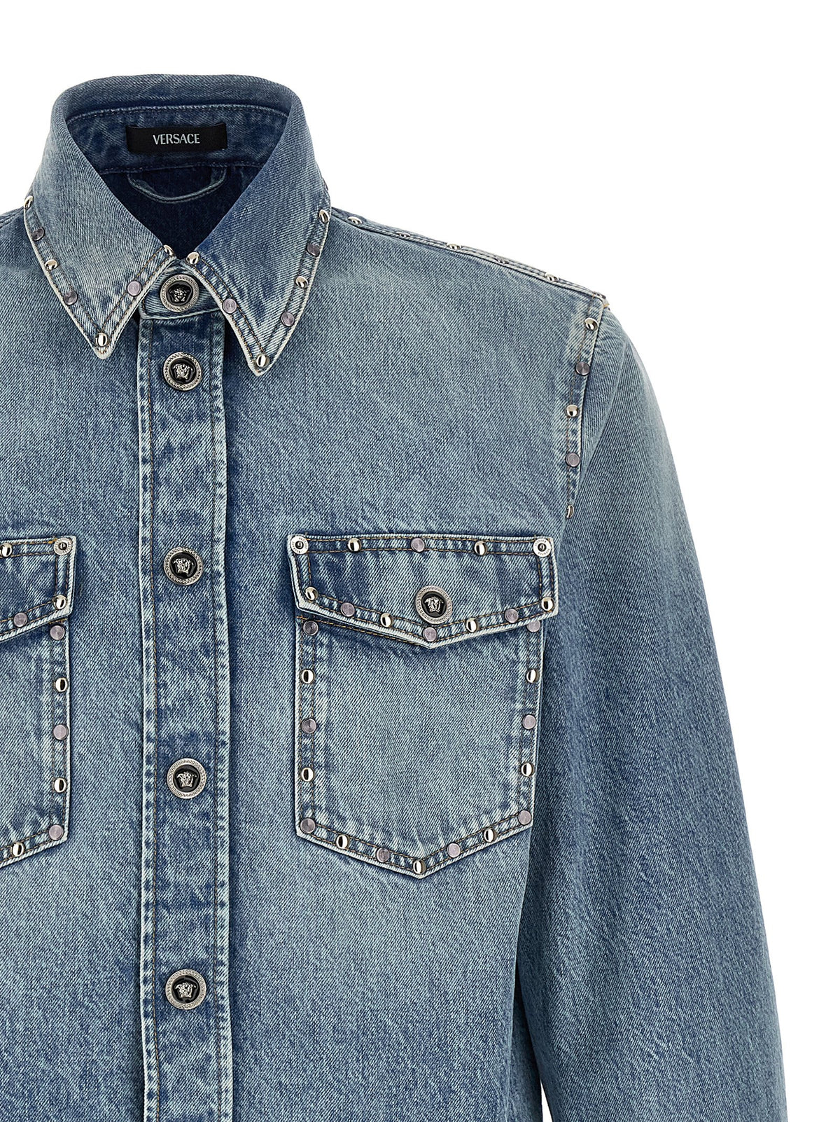 Versace Blue Cotton Men's Blouse