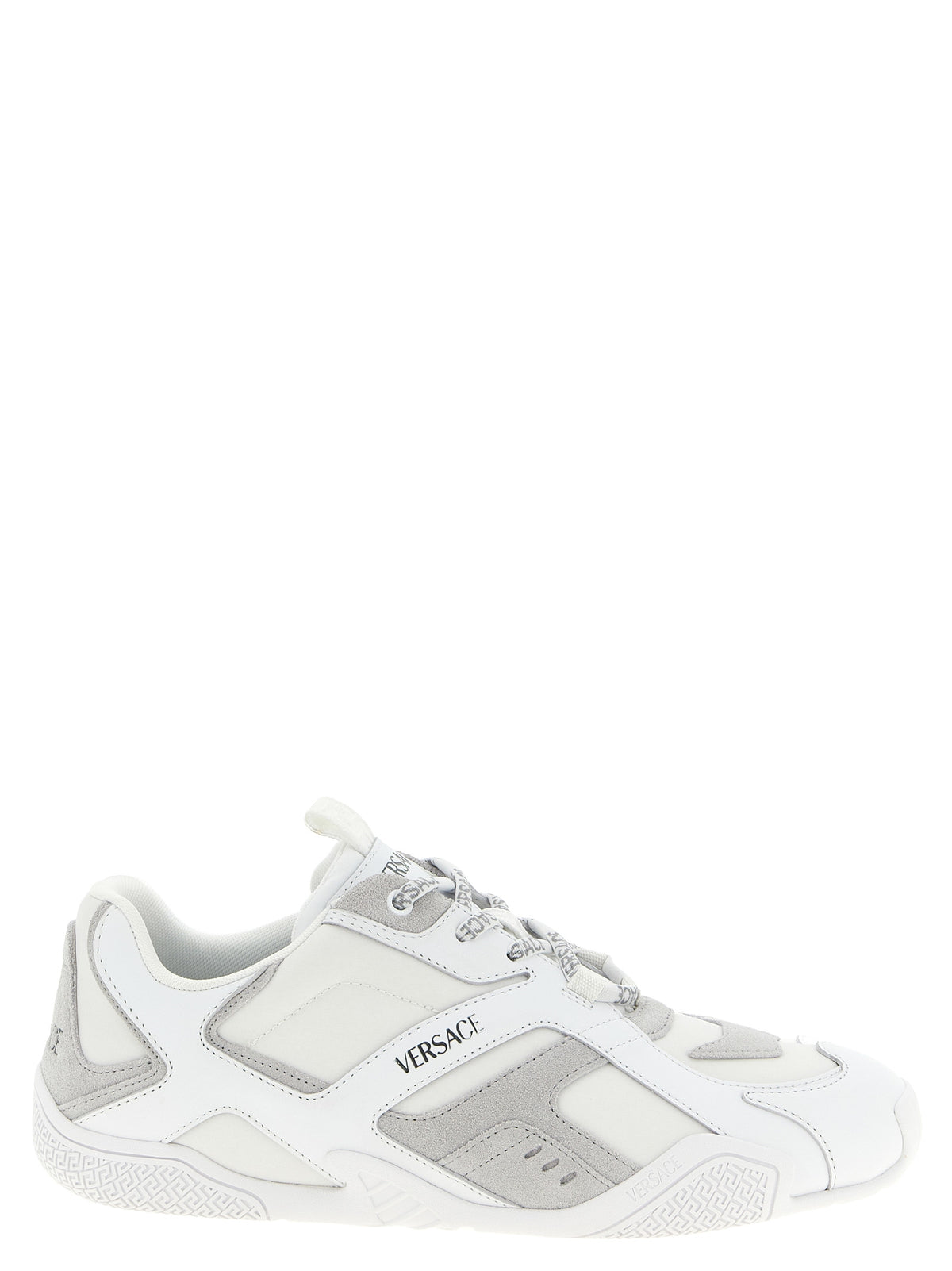 Versace White Calfskin Athletic Men's Sneakers