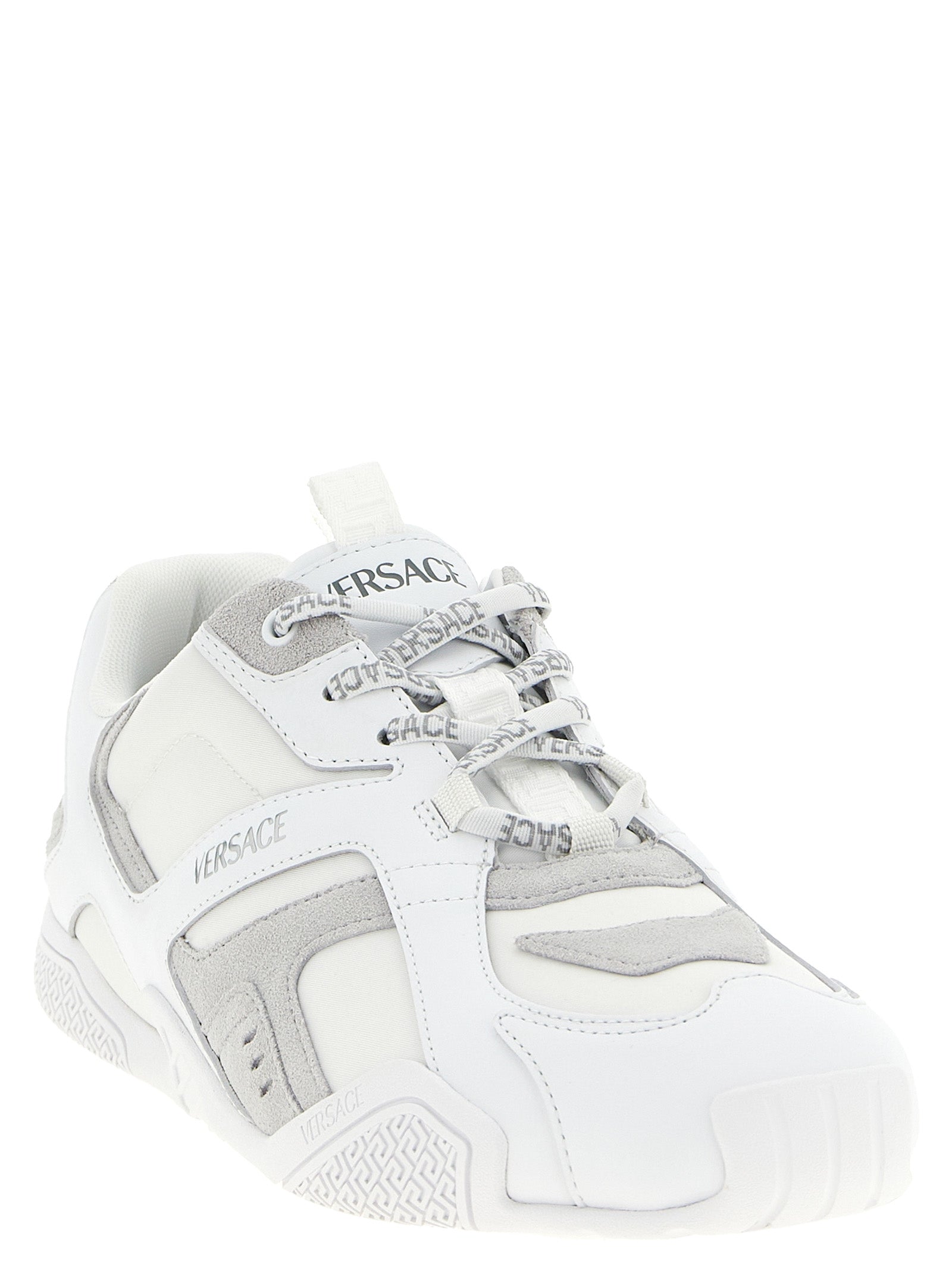 Versace White Calfskin Athletic Men's Sneakers