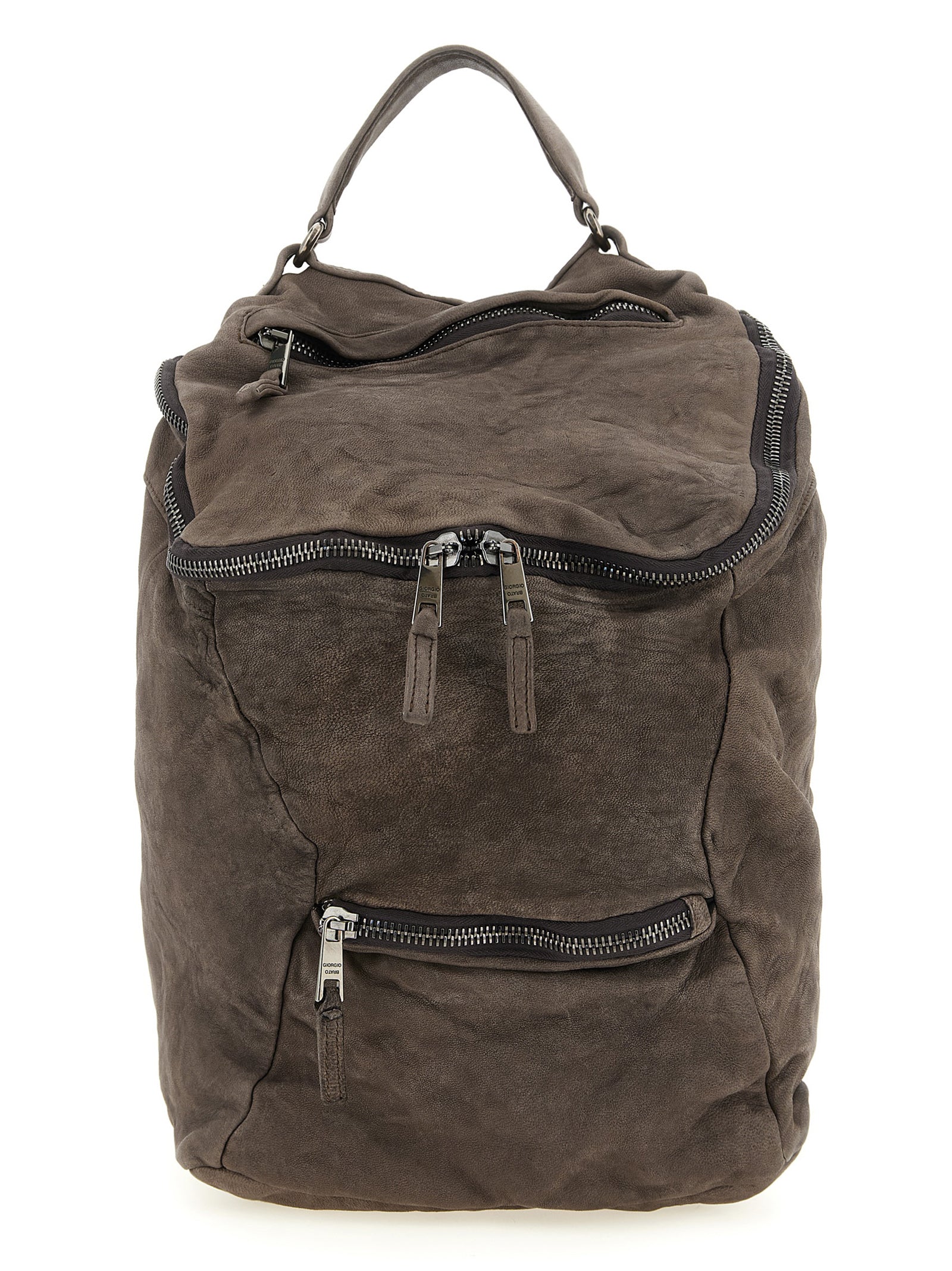 GIORGIO BRATO Brown Lamb Leather Men's Backpack