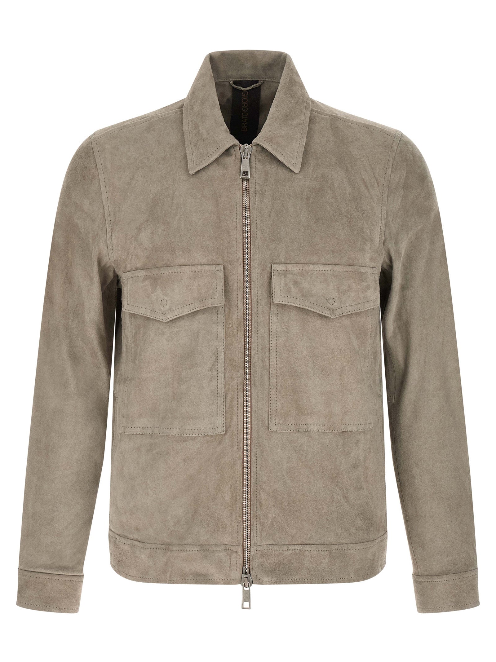 GIORGIO BRATO Gray Lamb Leather Leather Men's Jacket