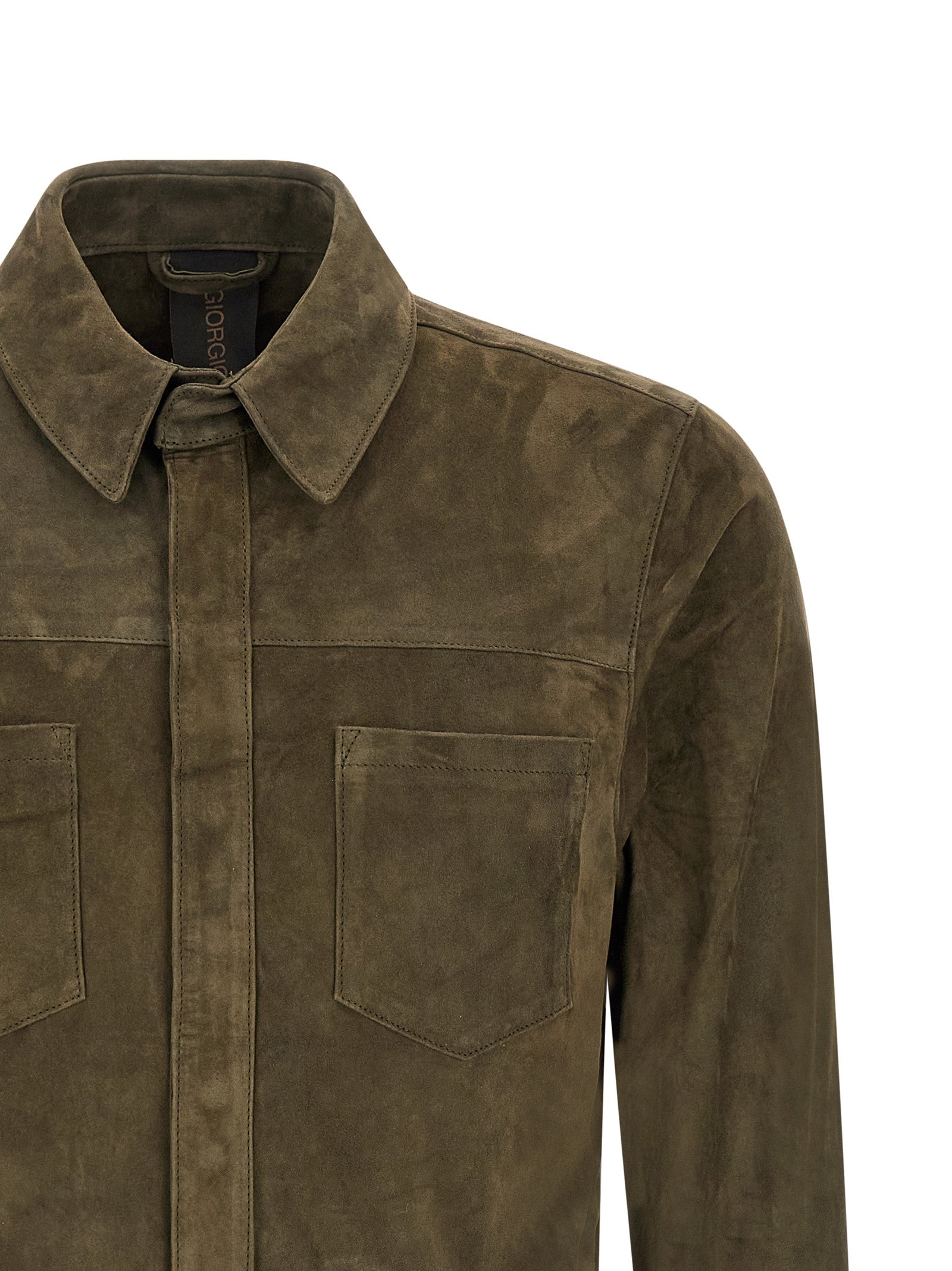 GIORGIO BRATO Bicolor Suede Leather Men's Blouse