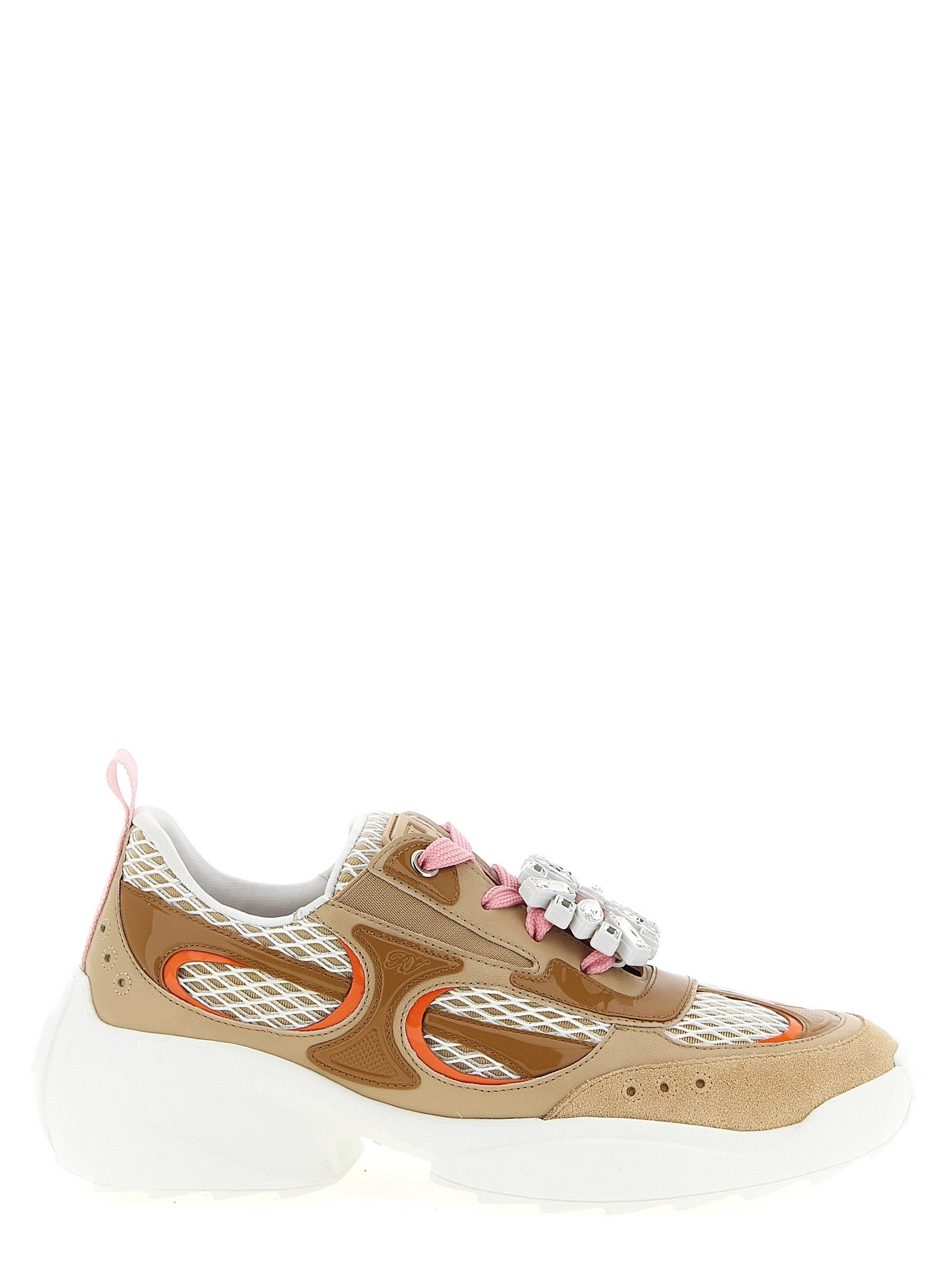 Roger Vivier Beige Calfskin Athletic Women's Sneakers