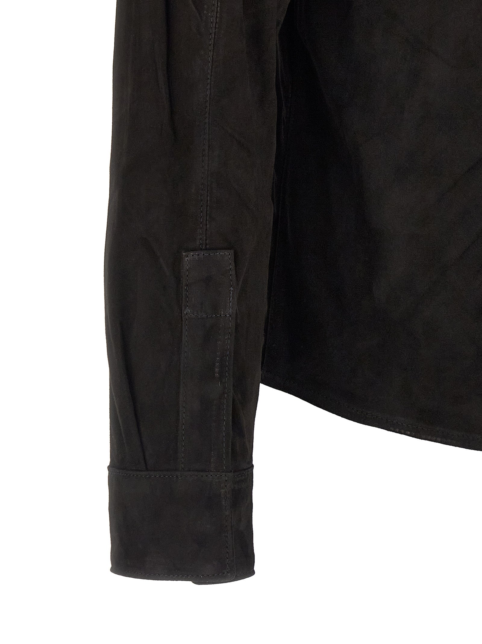 GIORGIO BRATO Black Suede Leather Men's Blouse