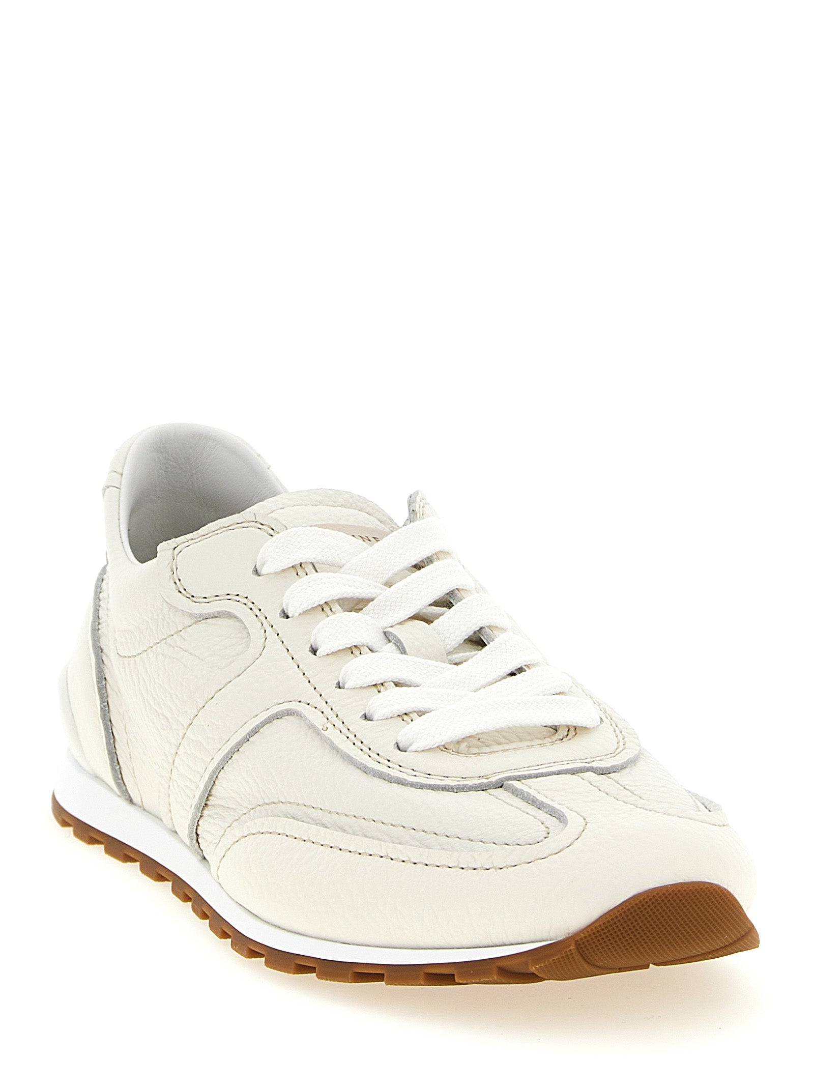 Brunello Cucinelli White Goatskin Athletic Women's Sneakers