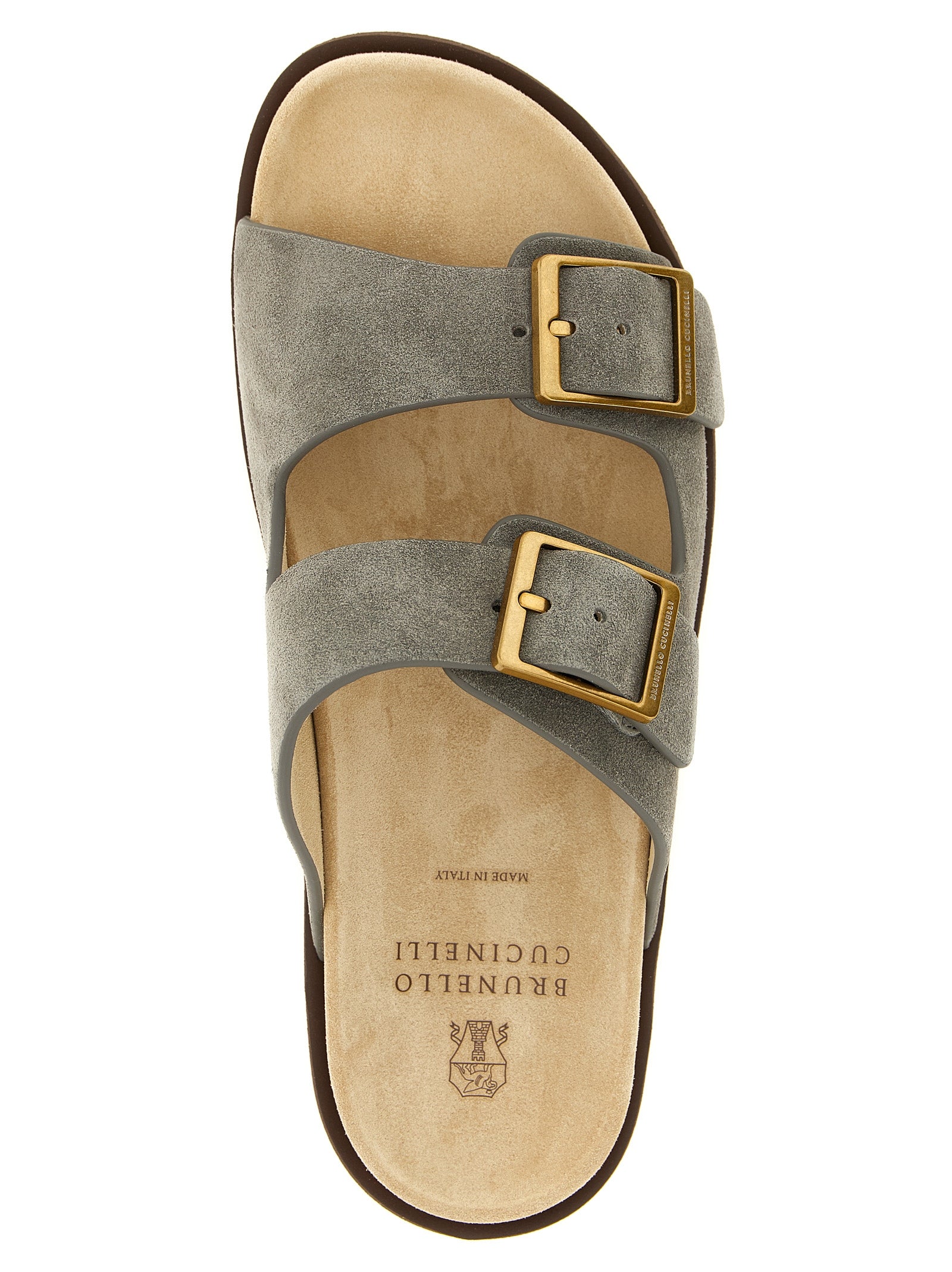 Brunello Cucinelli Gray Calfskin Men's Slides