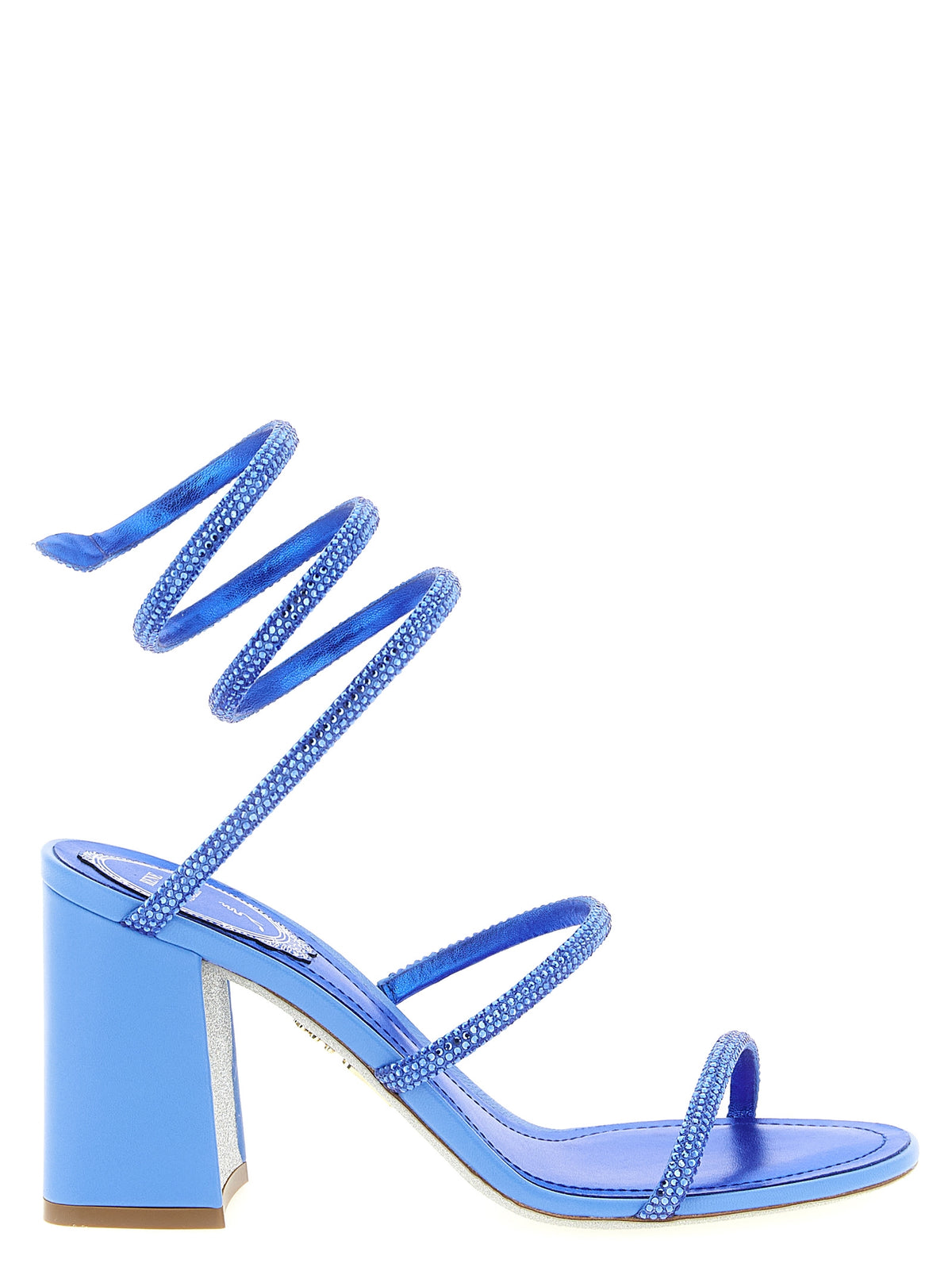 RENE CAOVILLA Blue Viscose Stiletto Heel Women's Sandals