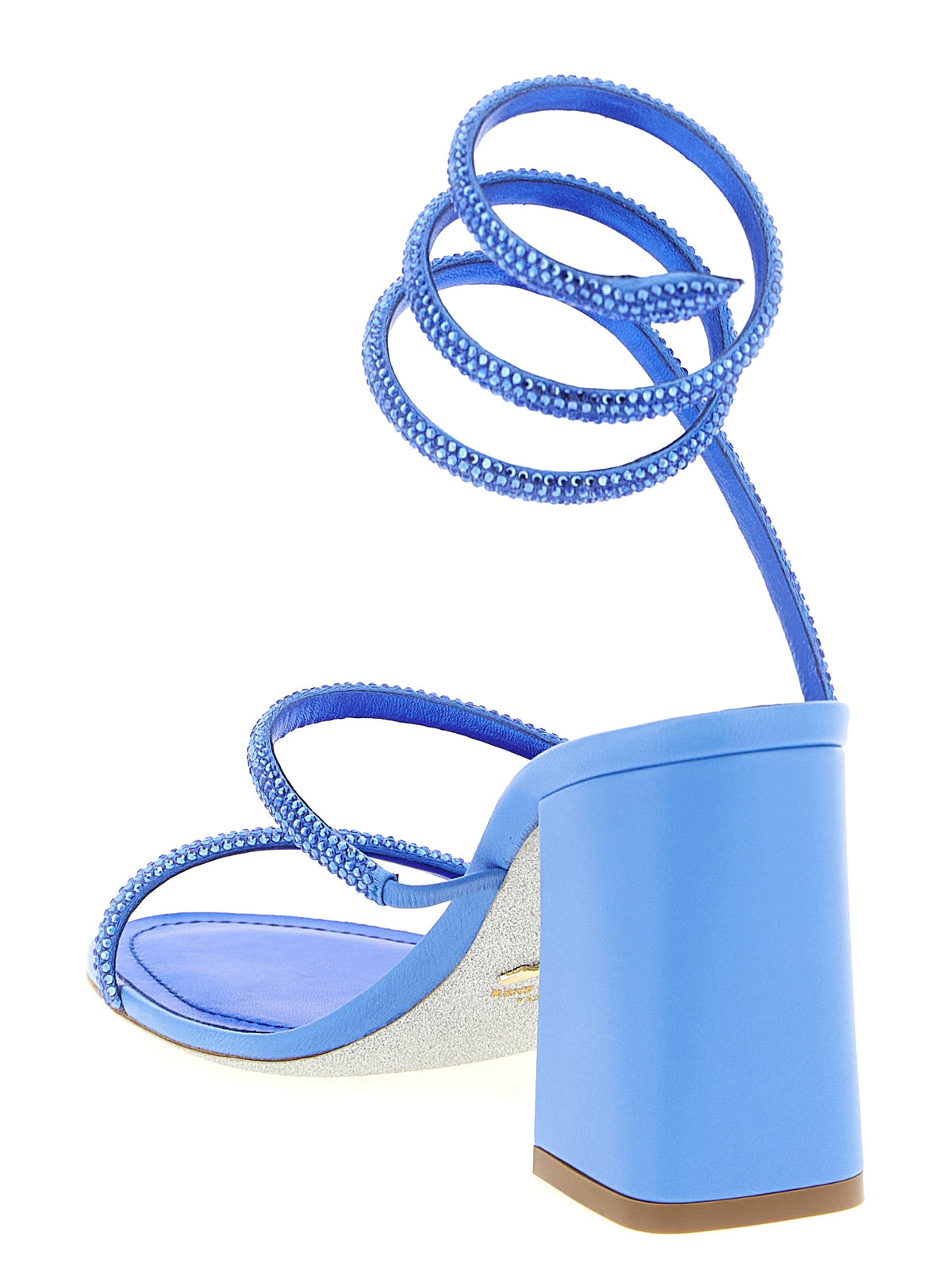 RENE CAOVILLA Blue Viscose Stiletto Heel Women's Sandals