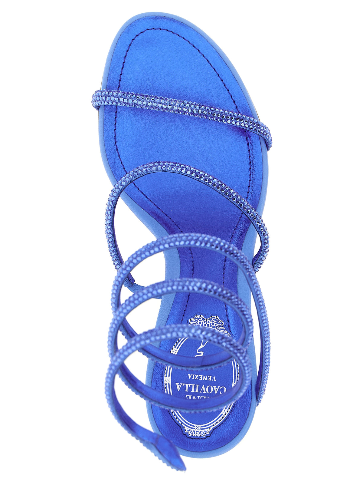 RENE CAOVILLA Blue Viscose Stiletto Heel Women's Sandals
