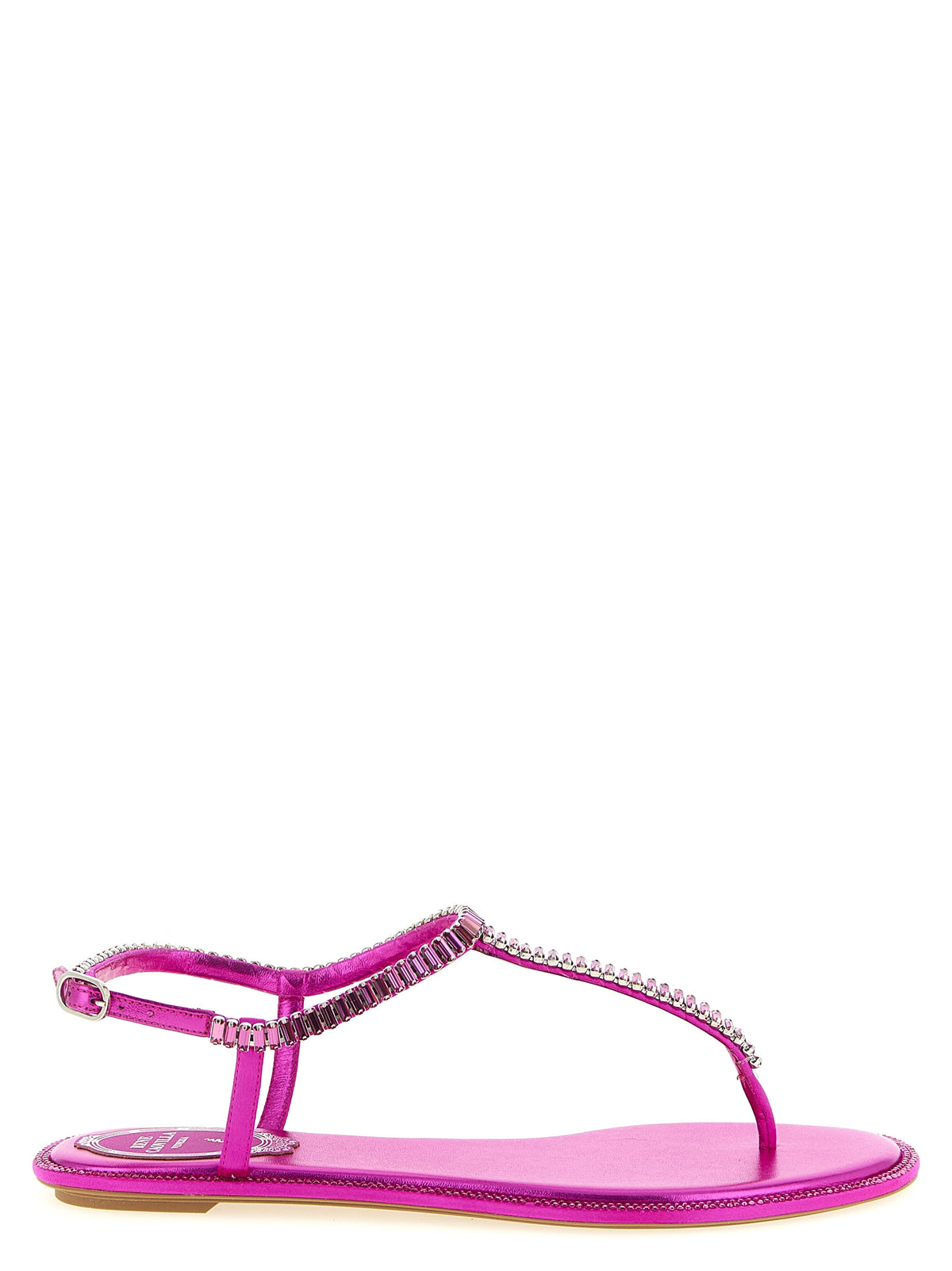 RENE CAOVILLA Fuchsia Viscose Flat Women's Sandals