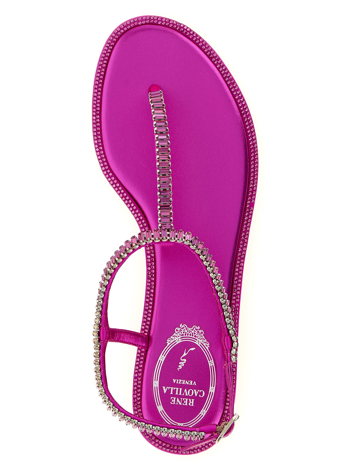 RENE CAOVILLA Fuchsia Viscose Flat Women's Sandals
