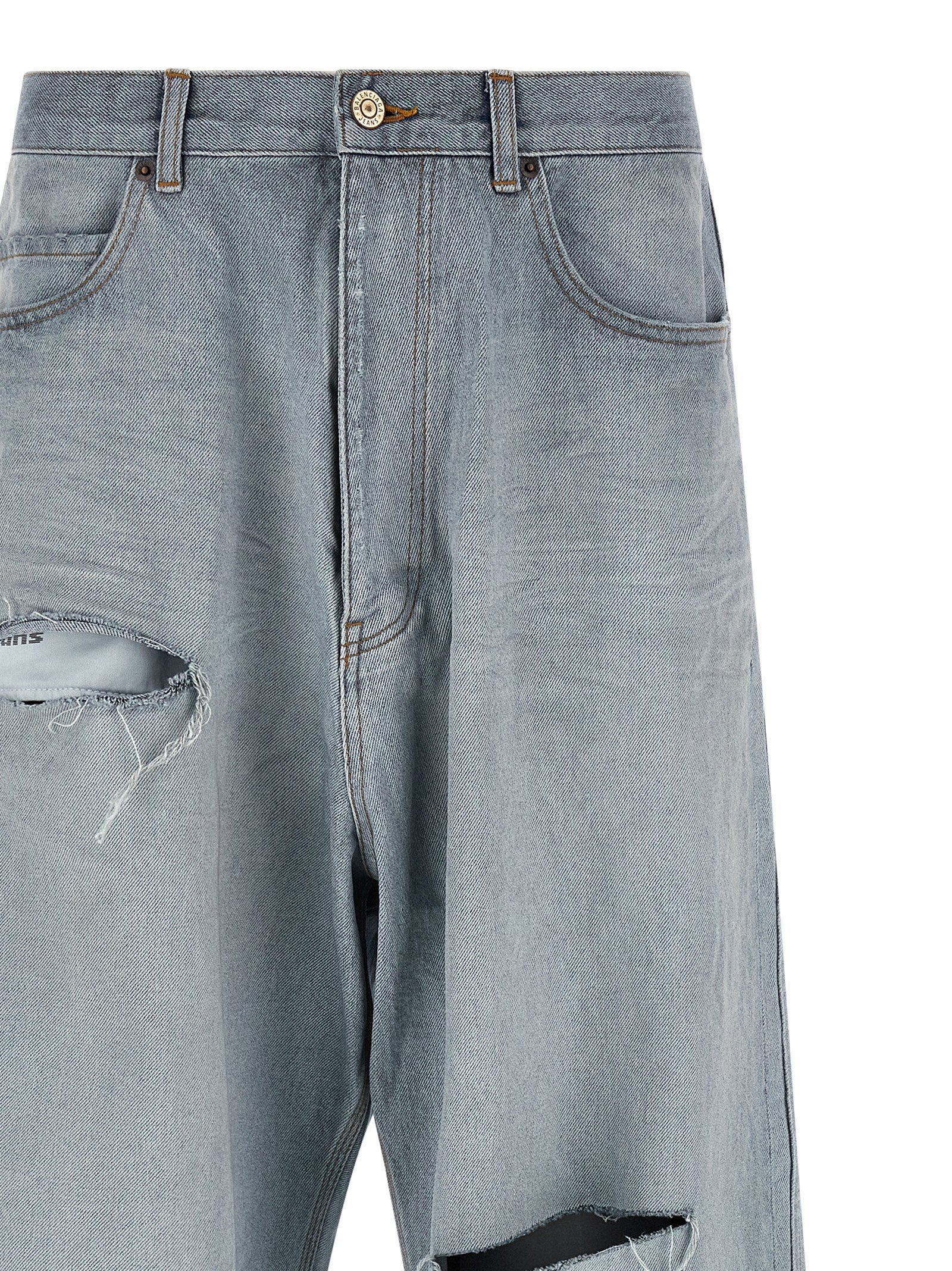 Balenciaga Blue Cotton Relaxed Fit Men's Jeans