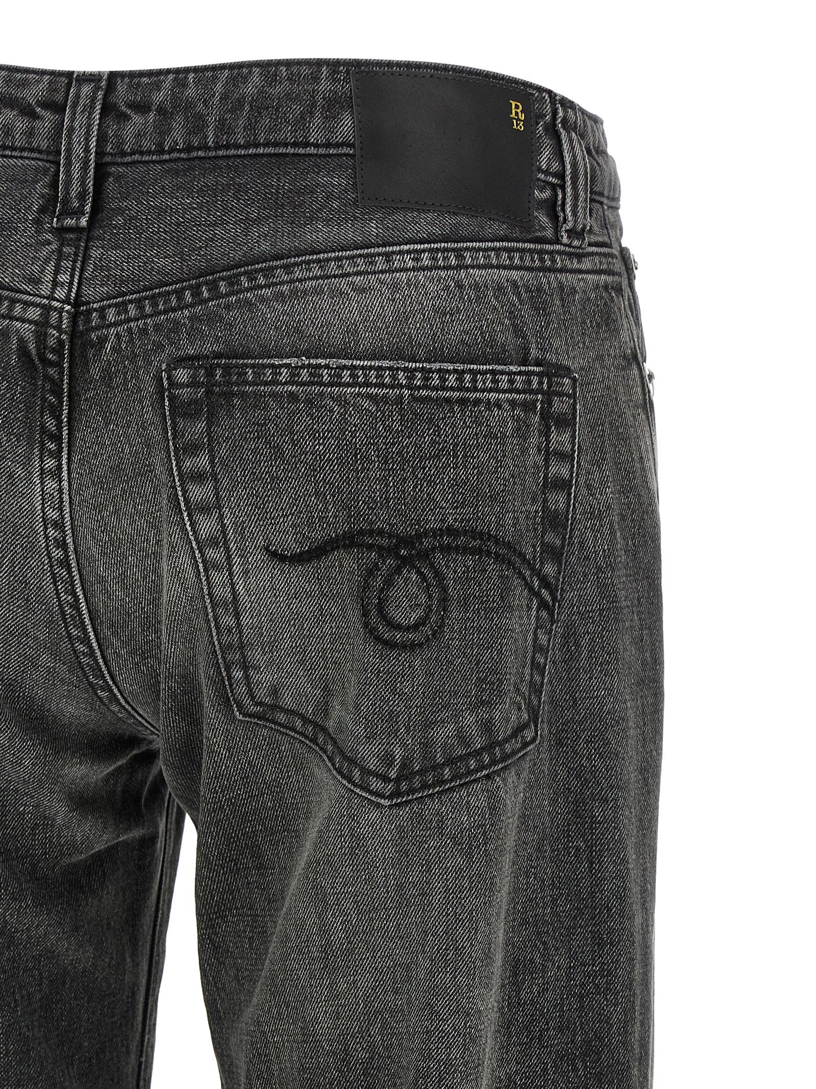 R13 Gray Cotton Straight-Leg Women's Jeans