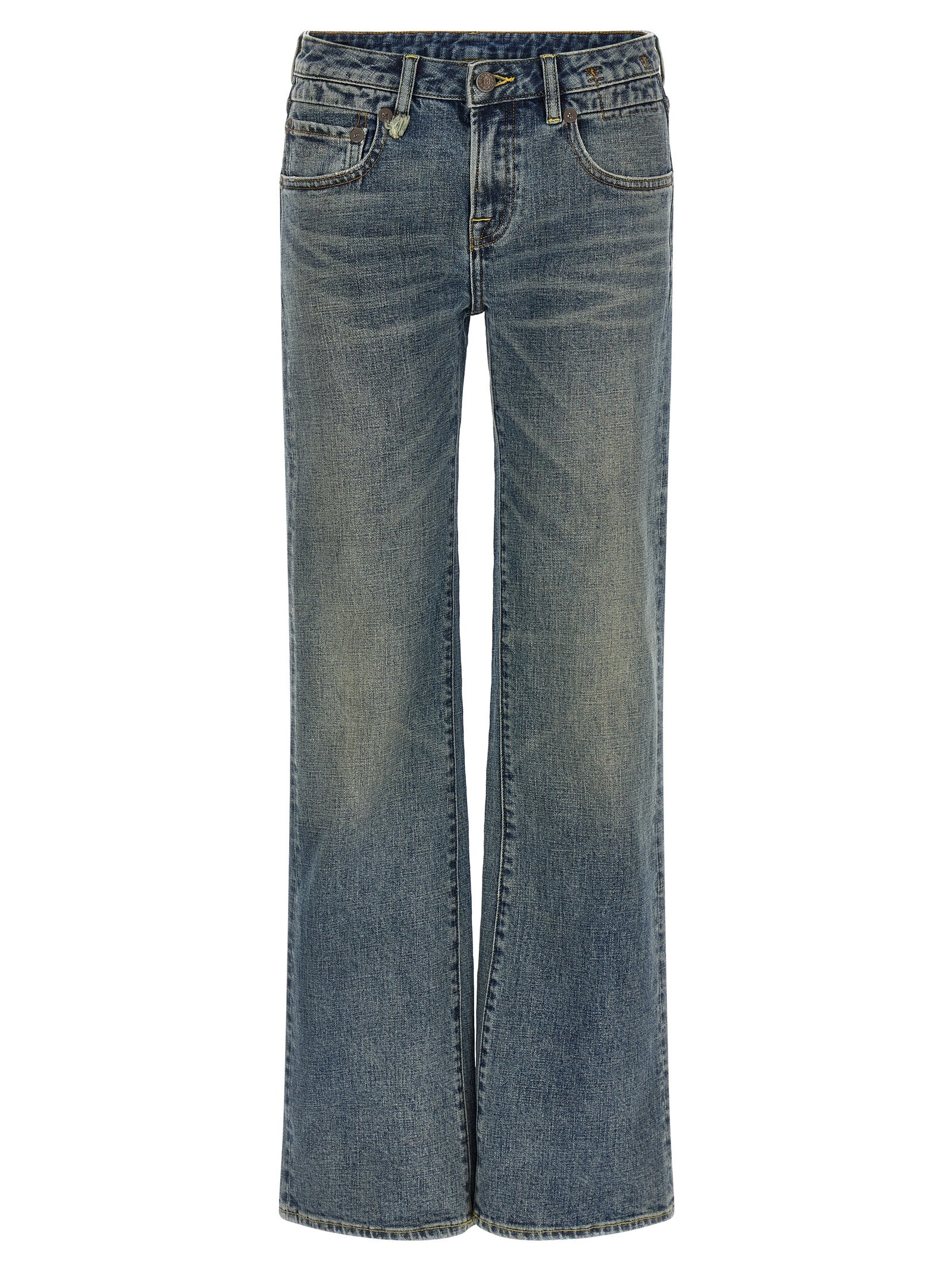 R13 Blue Cotton Flared Women's Jeans