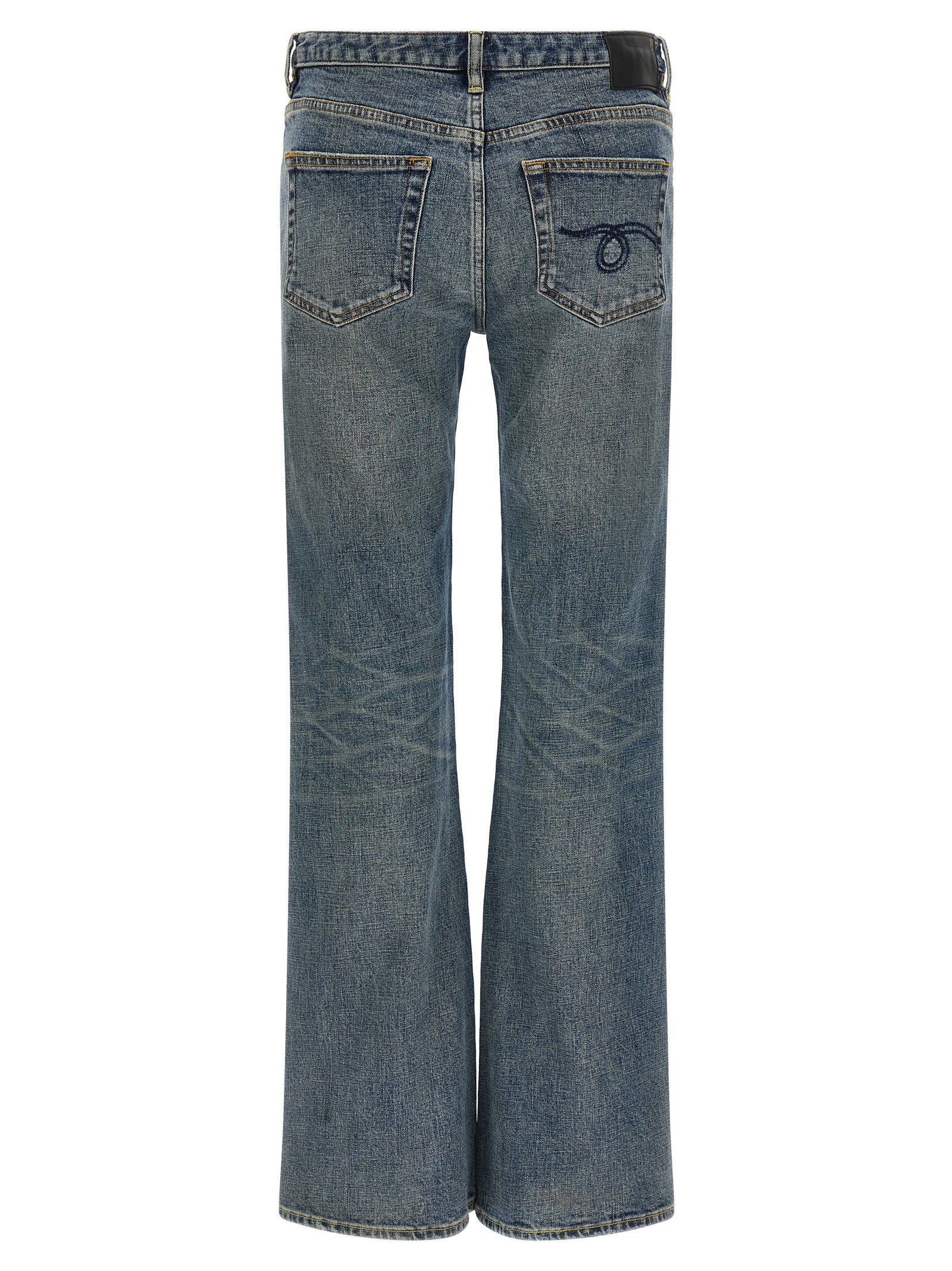 R13 Blue Cotton Flared Women's Jeans