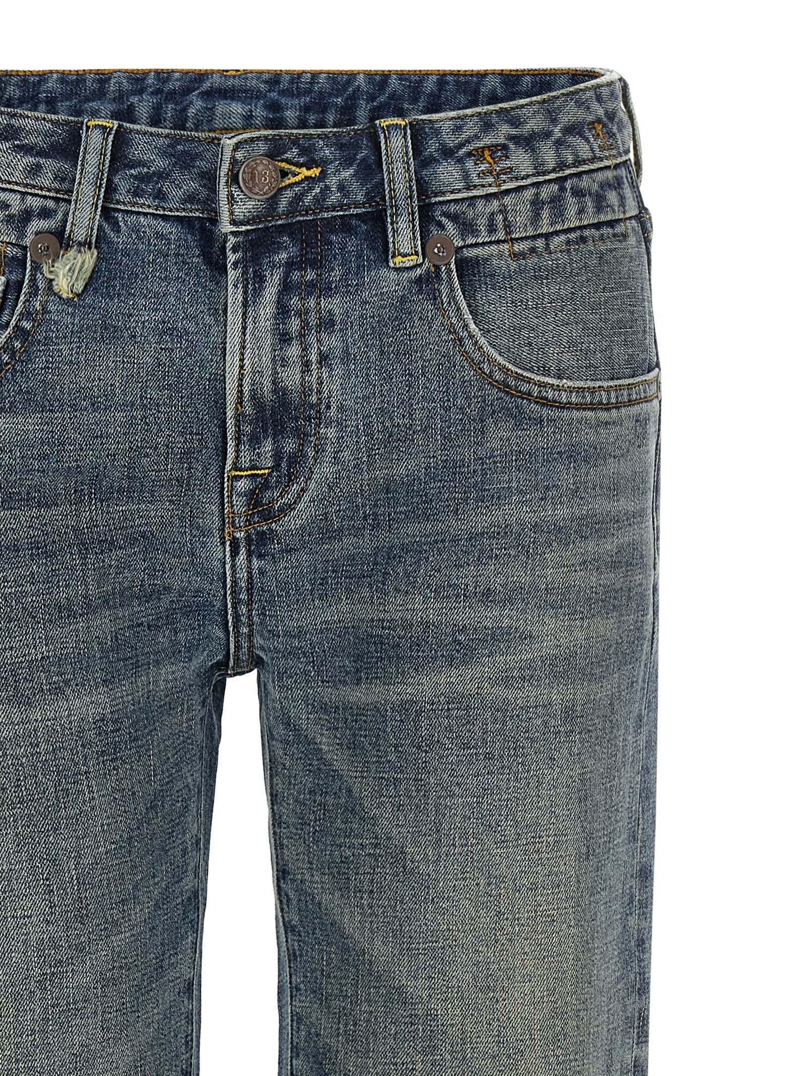 R13 Blue Cotton Flared Women's Jeans