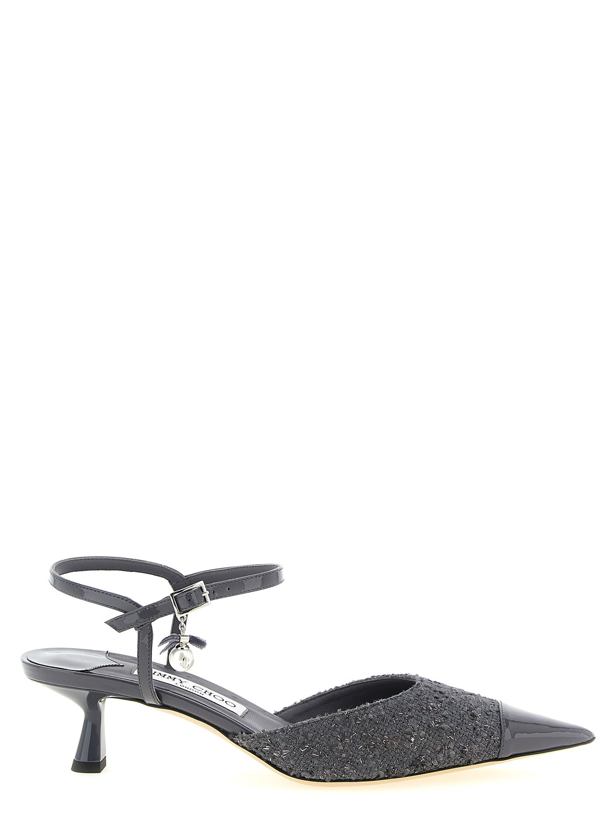 Jimmy Choo Gray Tencel Mid Heel Women's Pumps