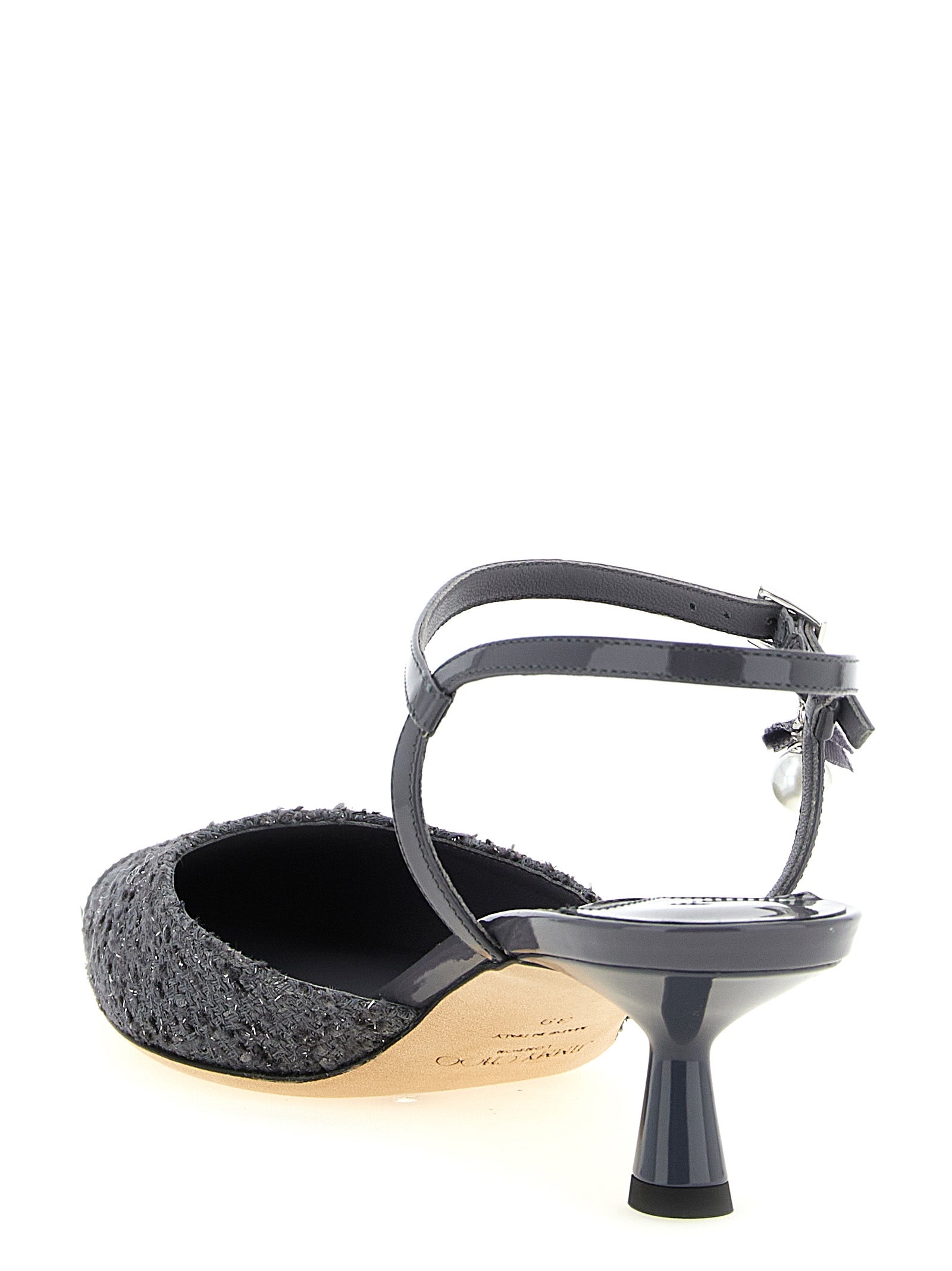 Jimmy Choo Gray Tencel Mid Heel Women's Pumps