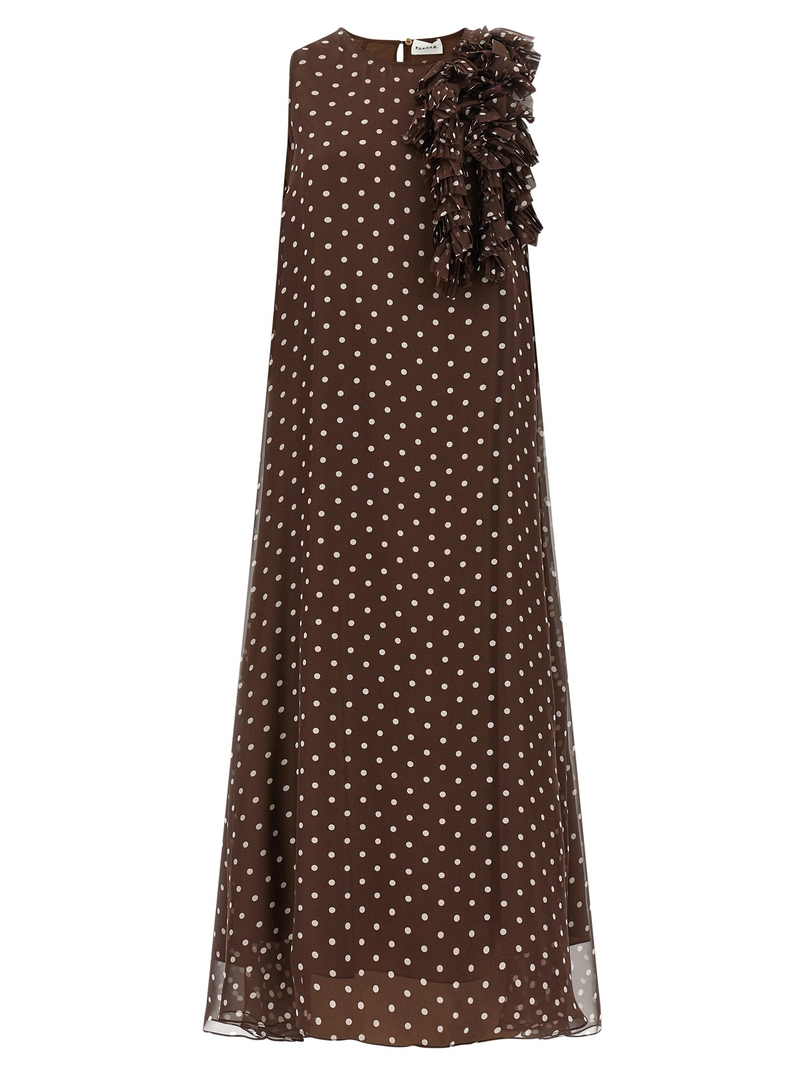 P.A.R.O.S.H. Brown Polyester Long Women's Dress
