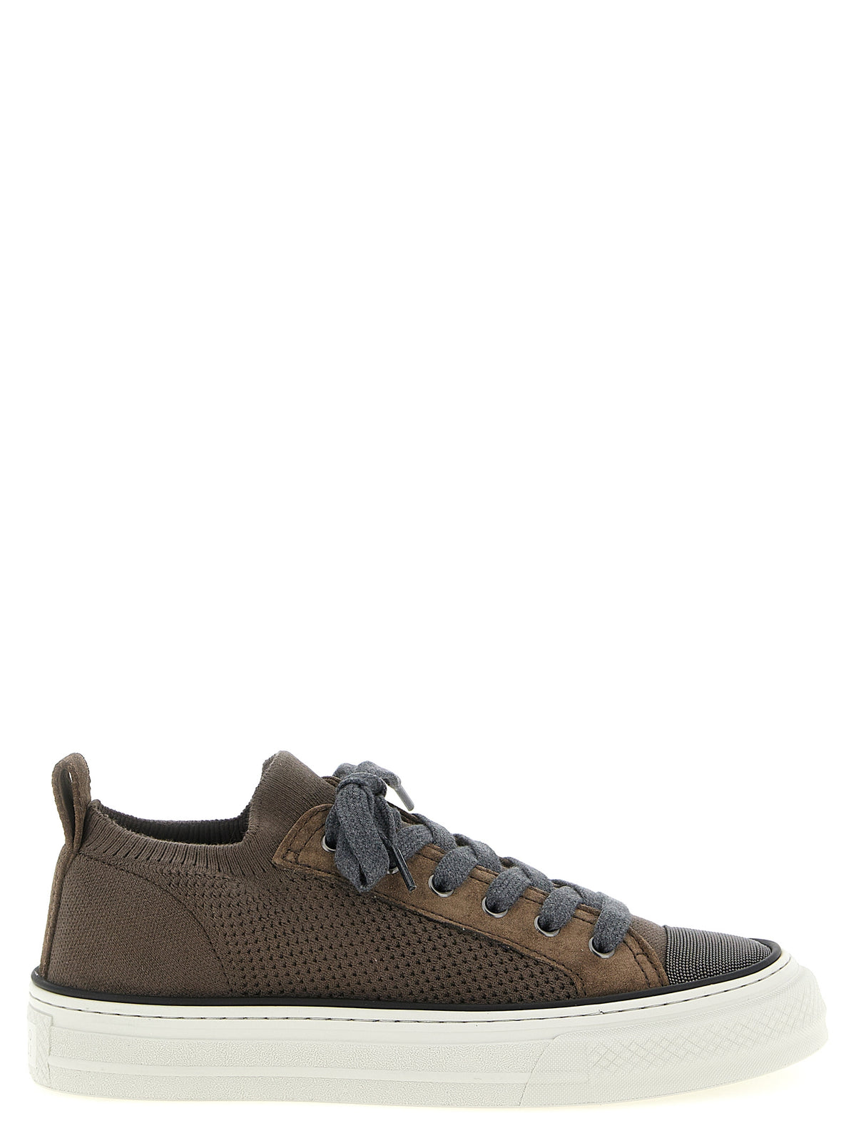 Brunello Cucinelli Brown Cotton Low Top Women's Sneakers