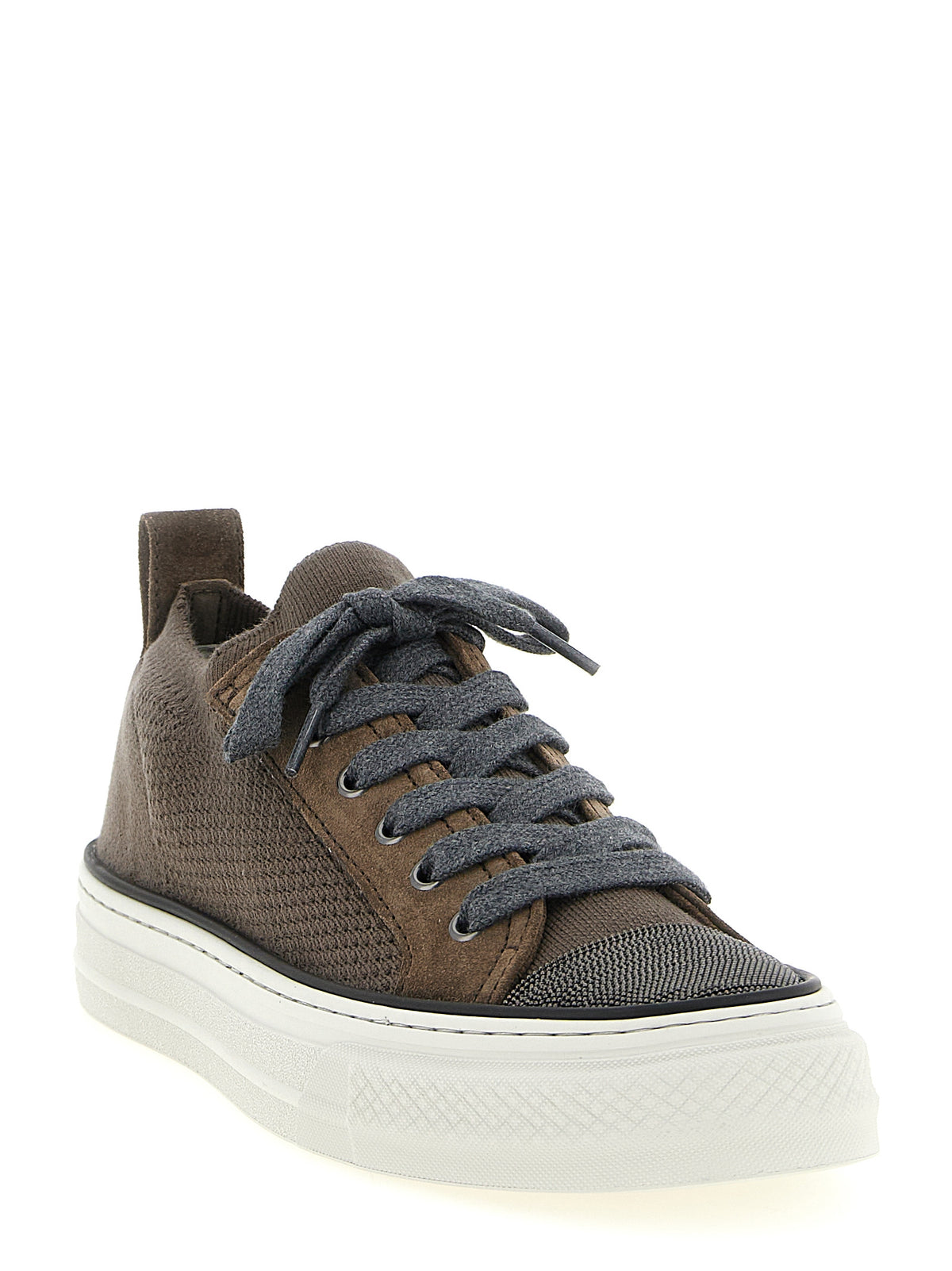 Brunello Cucinelli Brown Cotton Low Top Women's Sneakers