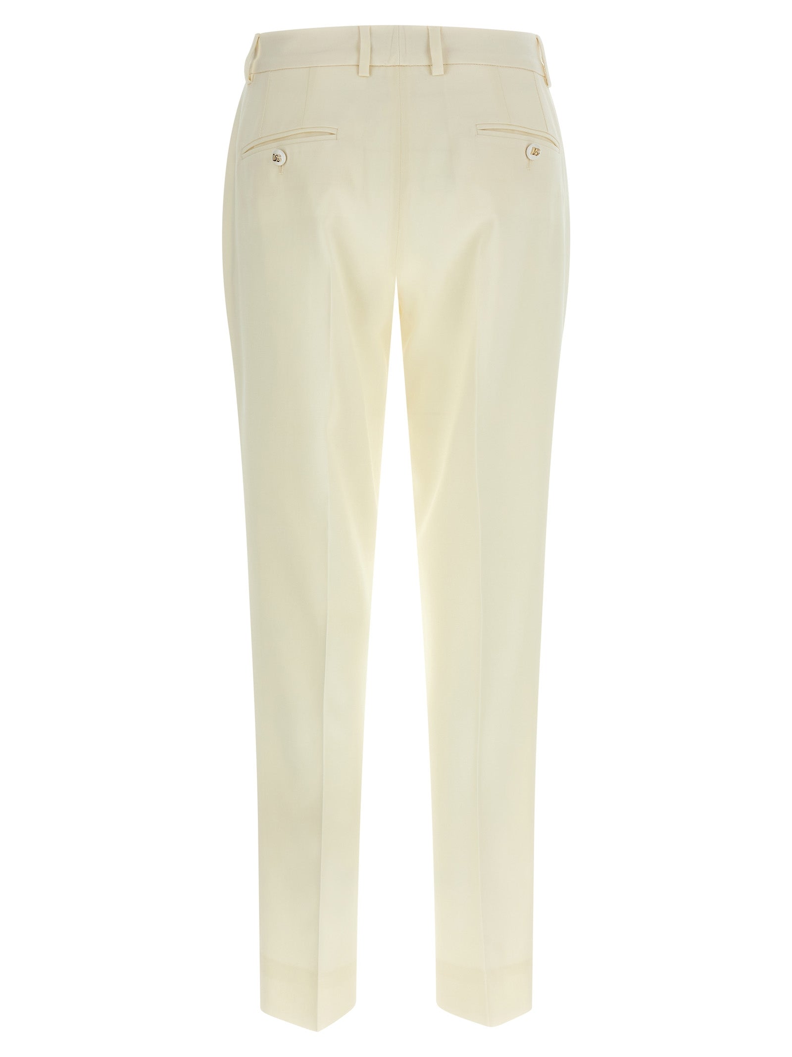 Dolce & Gabbana White Virgin Wool Dress Women's Pants