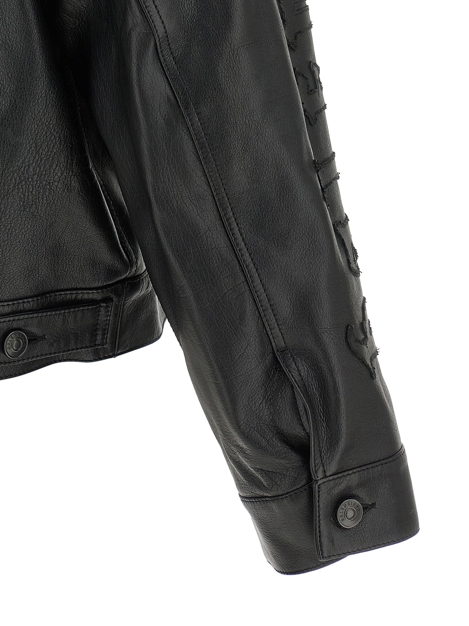 Balenciaga Black Buffalo Leather Leather Men's Jacket