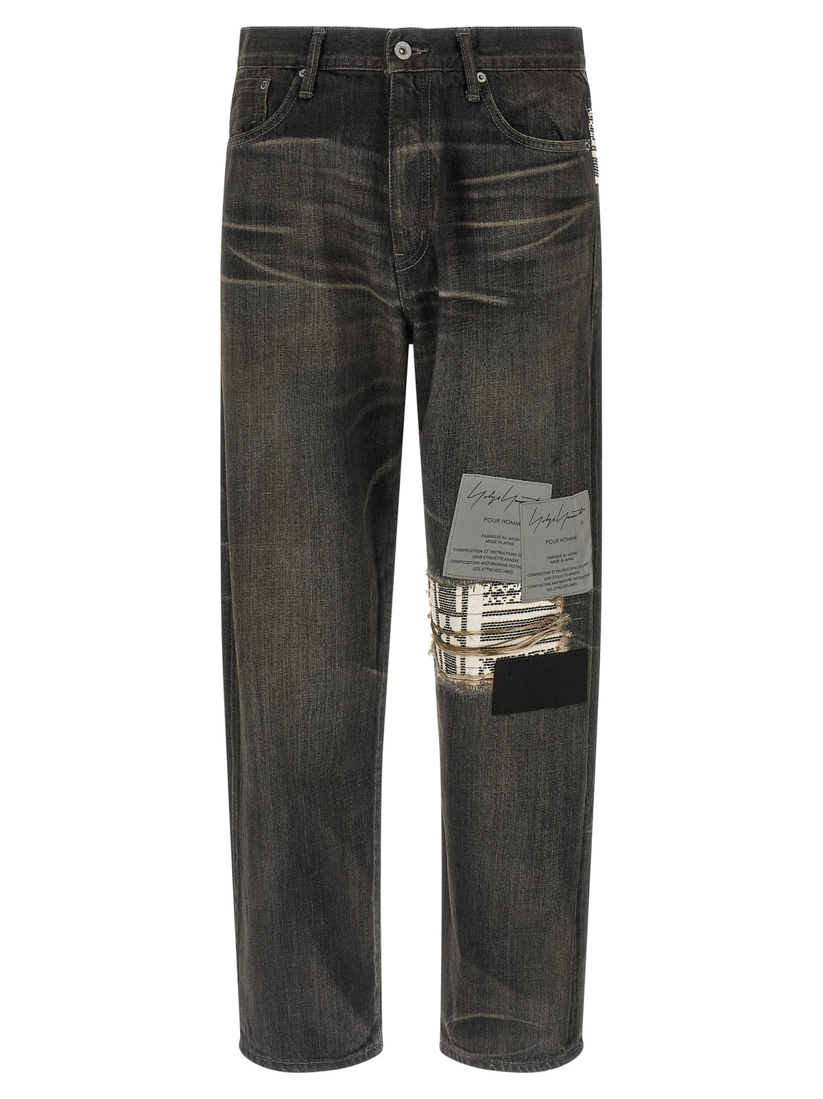 Yohji Yamamoto Black Cotton Tapered Men's Jeans