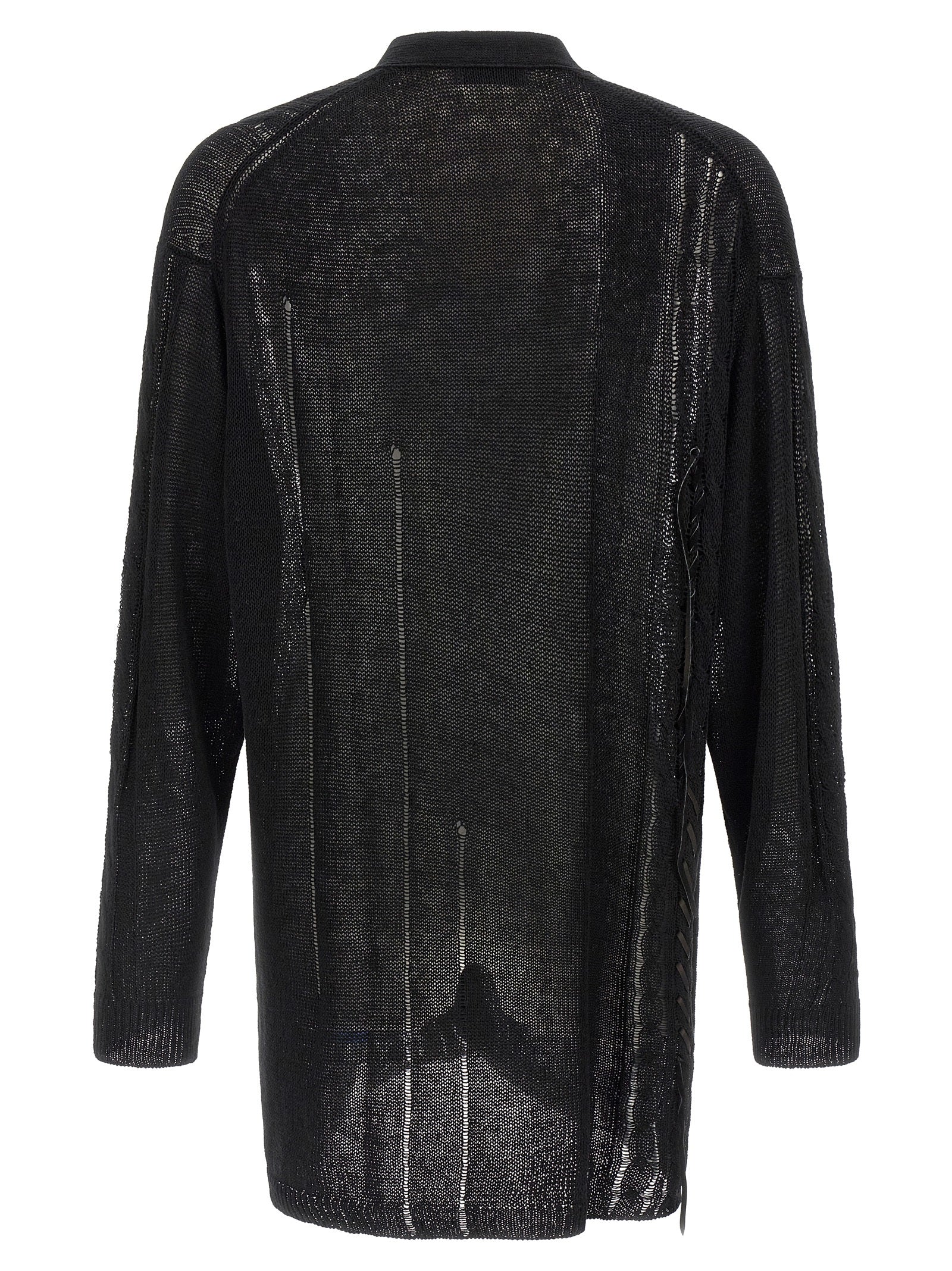 Yohji Yamamoto Black Linen Men's Cardigan