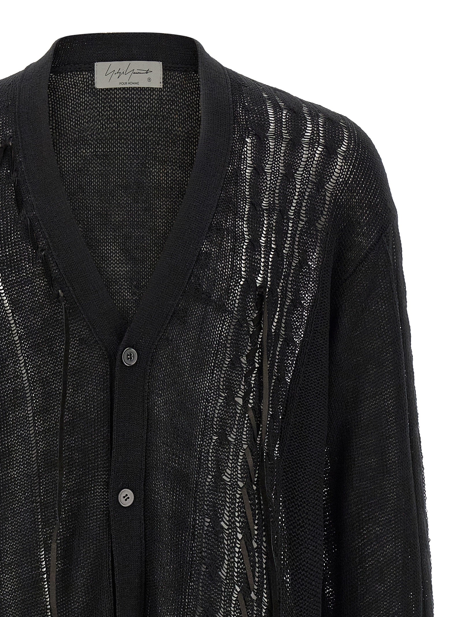 Yohji Yamamoto Black Linen Men's Cardigan
