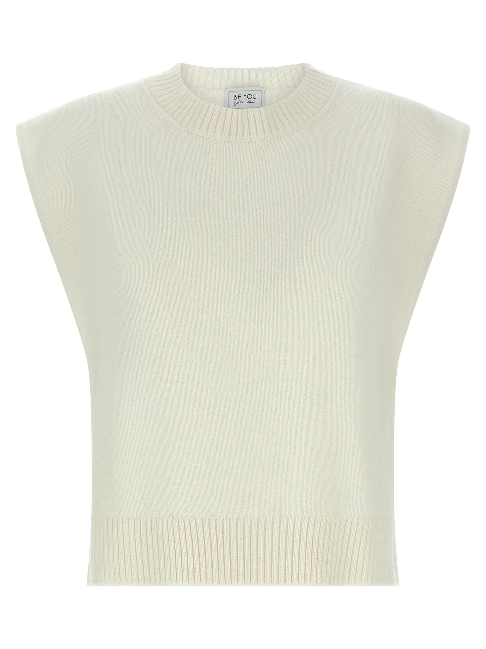 BE YOU White Cashmere Sleeveless Women's Jacket