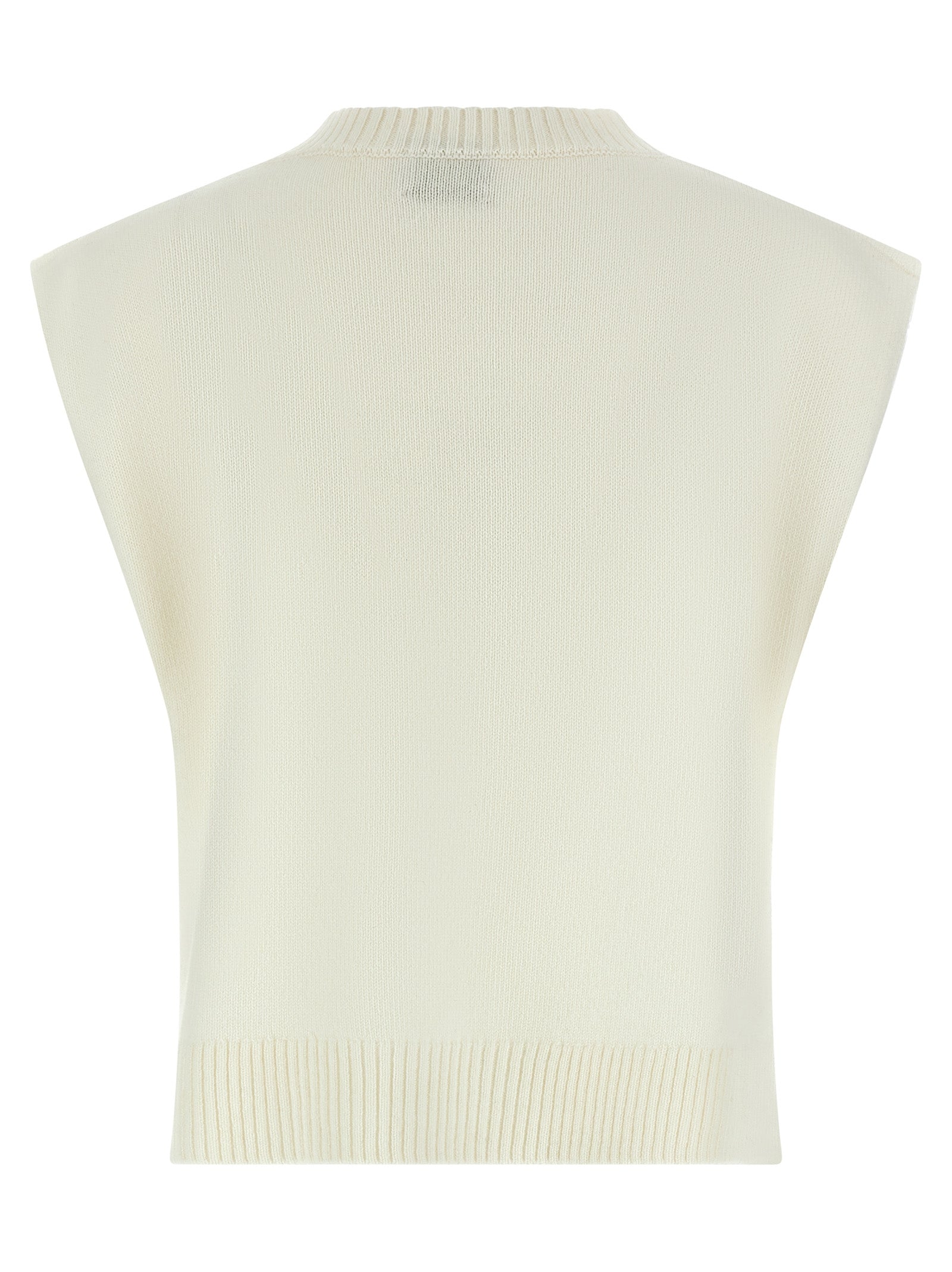 BE YOU White Cashmere Sleeveless Women's Jacket