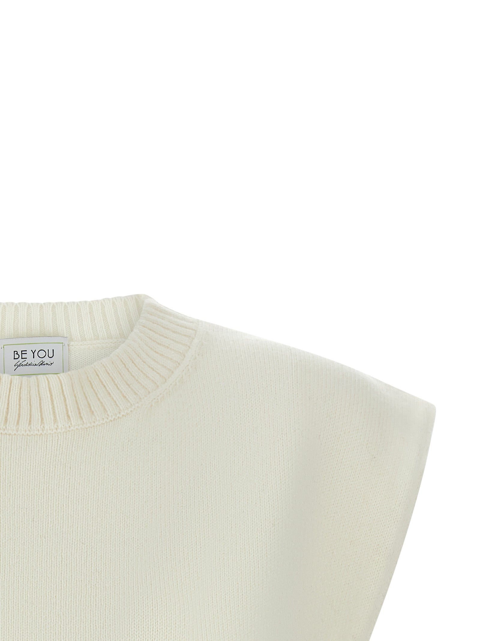 BE YOU White Cashmere Sleeveless Women's Jacket