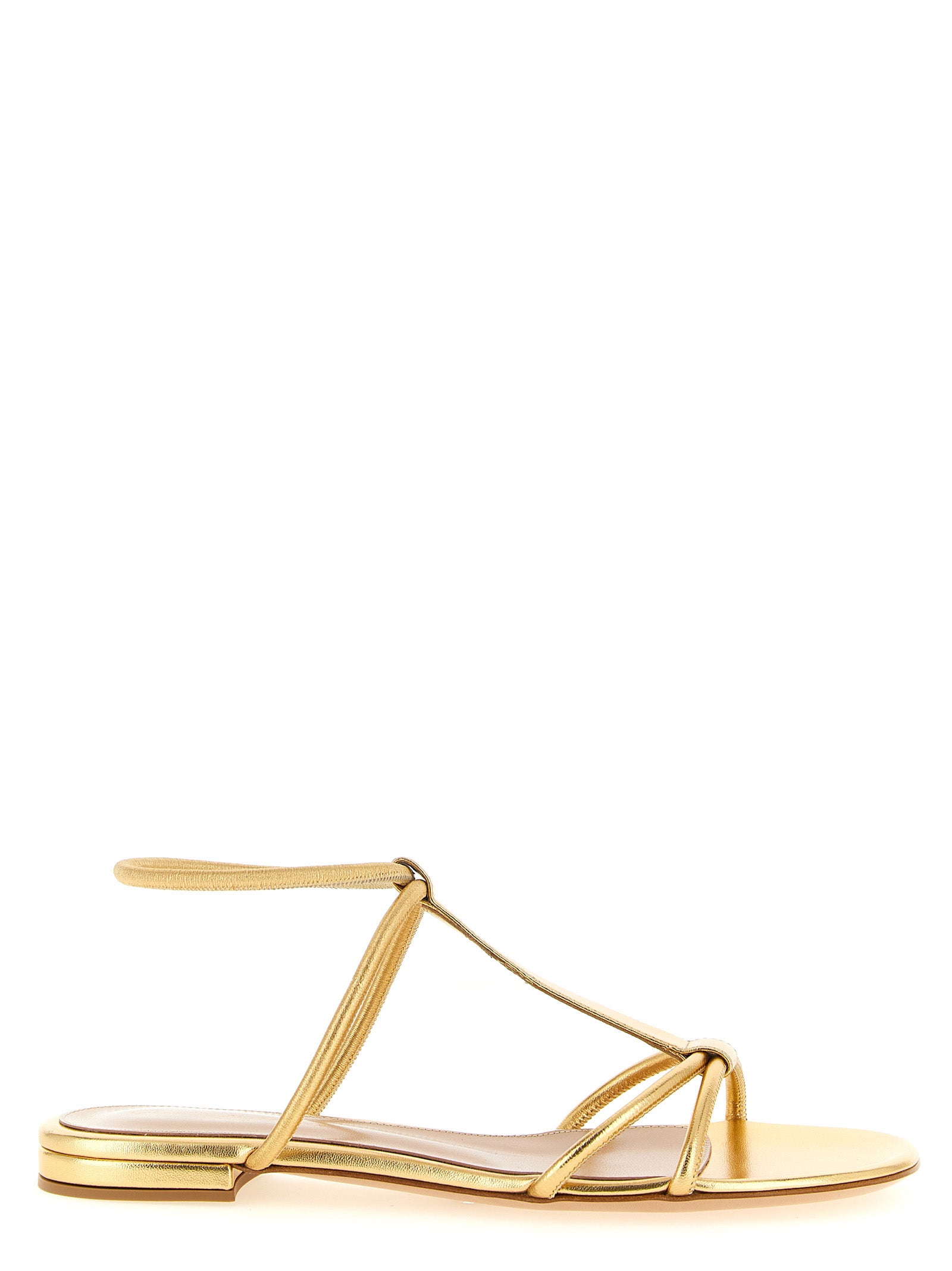 Gianvito Rossi Gold Lamb Leather Flat Women's Sandals