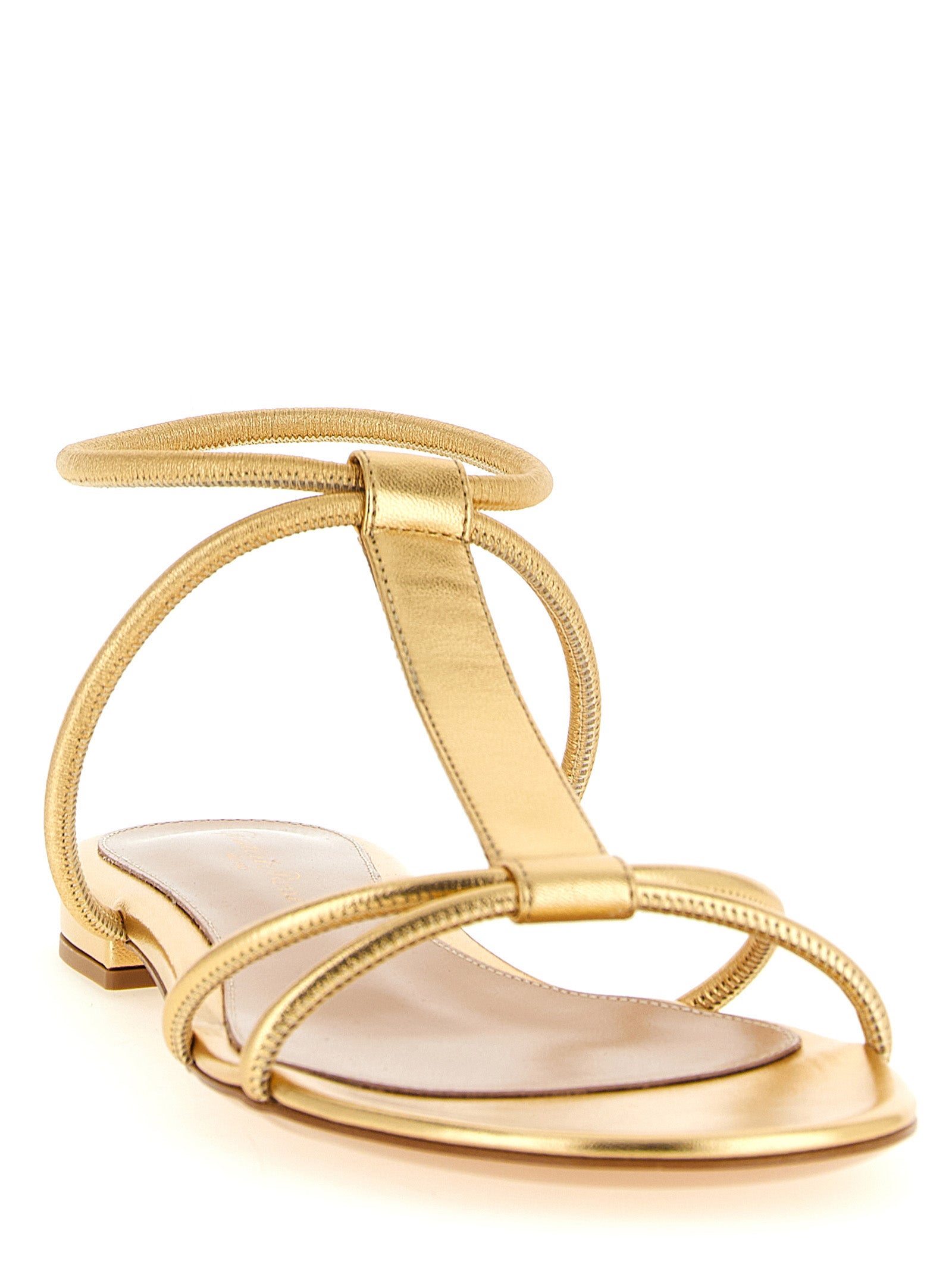 Gianvito Rossi Gold Lamb Leather Flat Women's Sandals