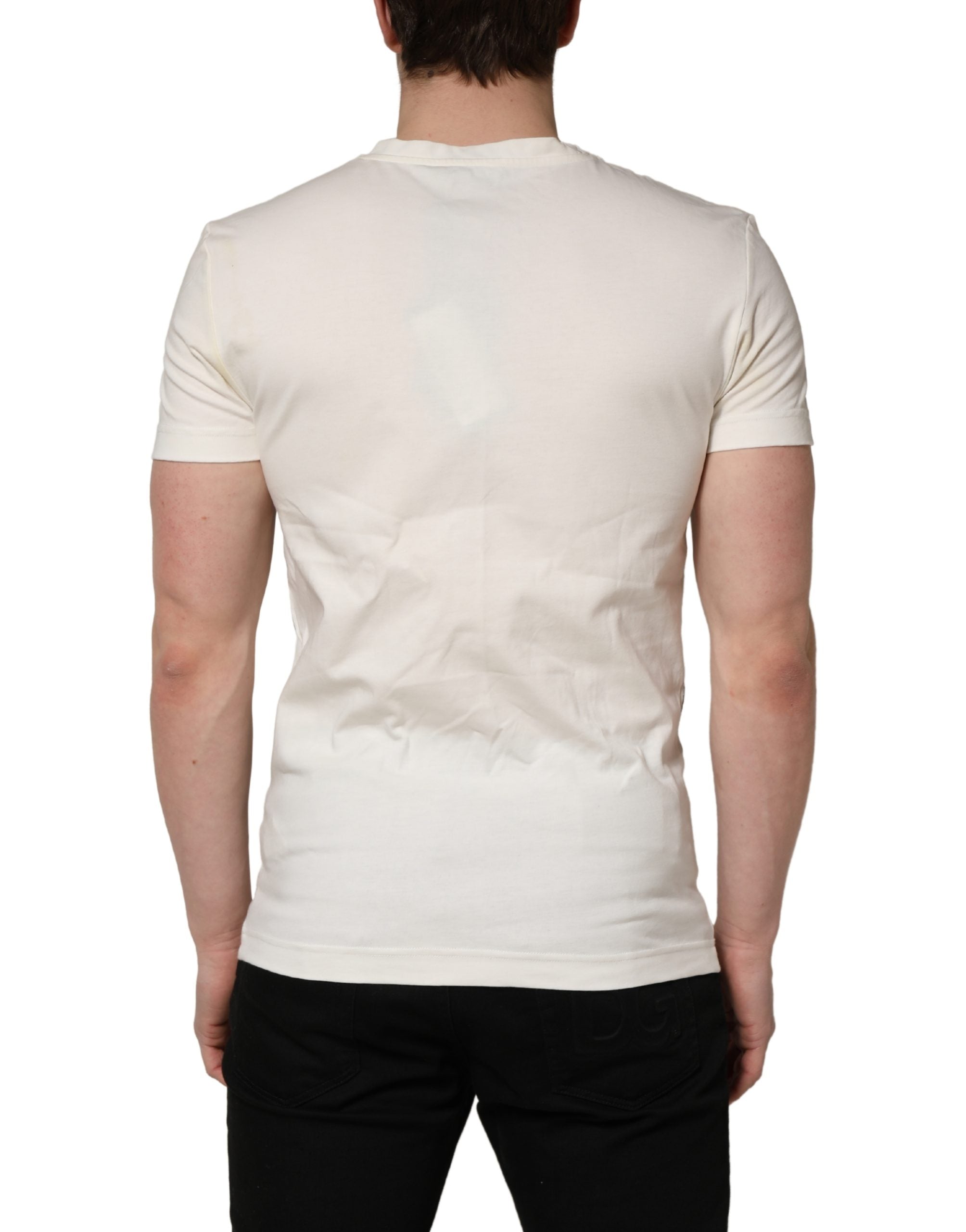 Dolce & Gabbana White Cotton Logo Bandana Print Men Men's T-shirt (Pre-Owned)