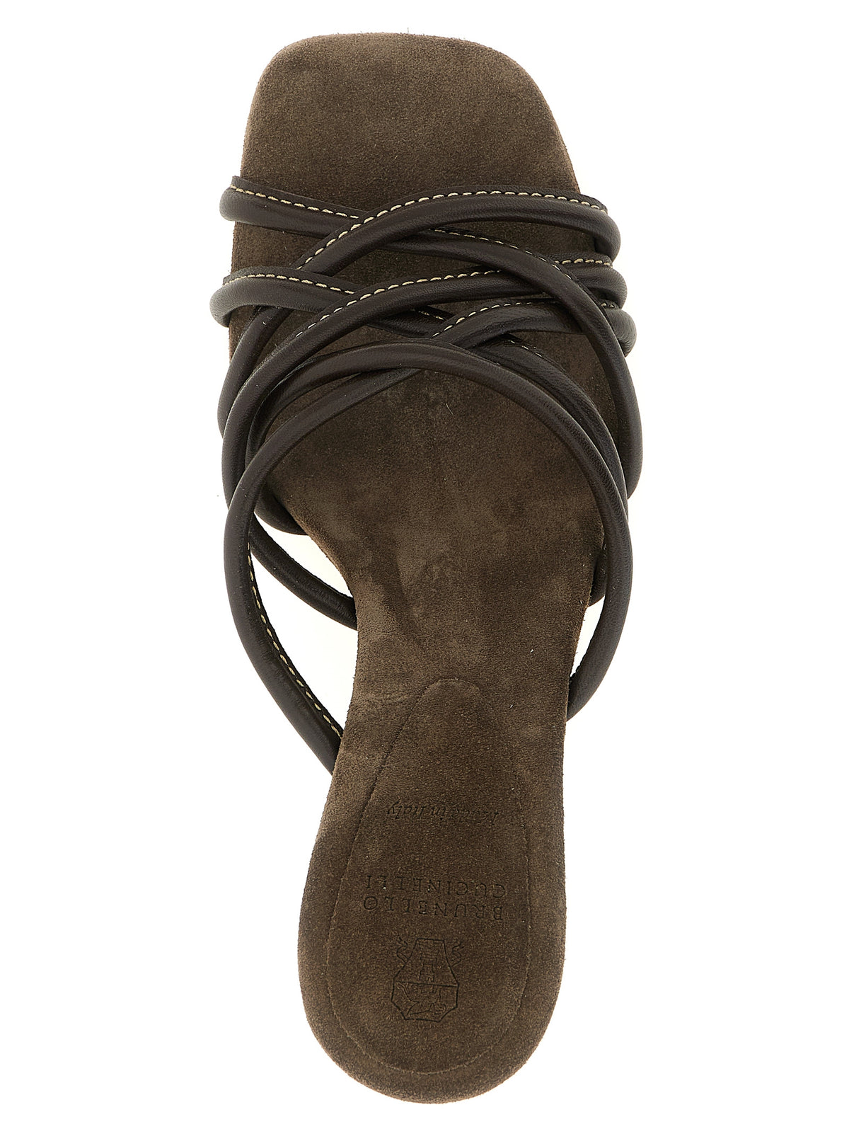 Brunello Cucinelli Brown Leather Stiletto Heel Women's Sandals