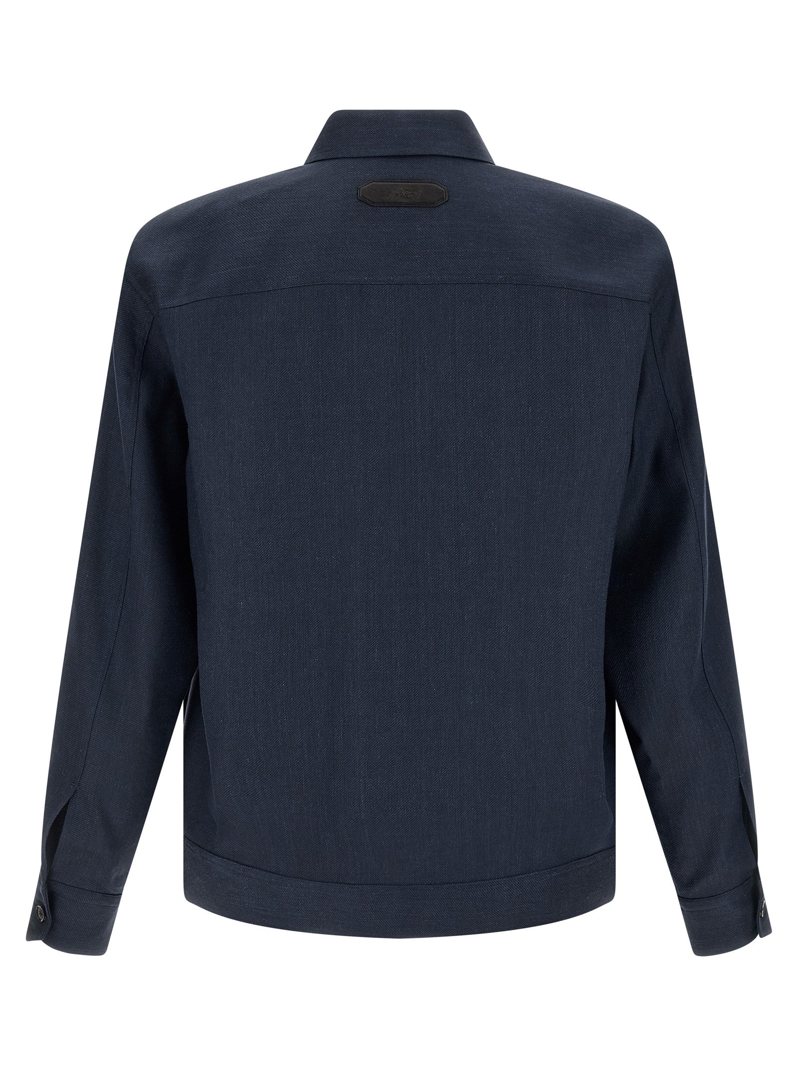 Brioni Blue Linen Full-Length Men's Jacket