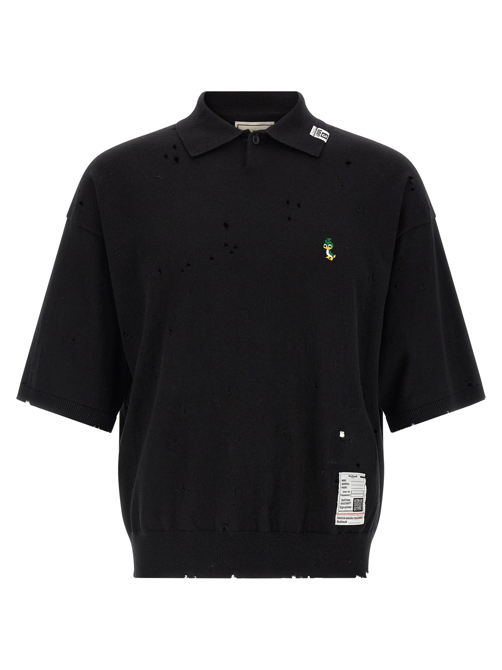 Maison Mihara Yasuhiro Black Cotton Polo Men's Shirt