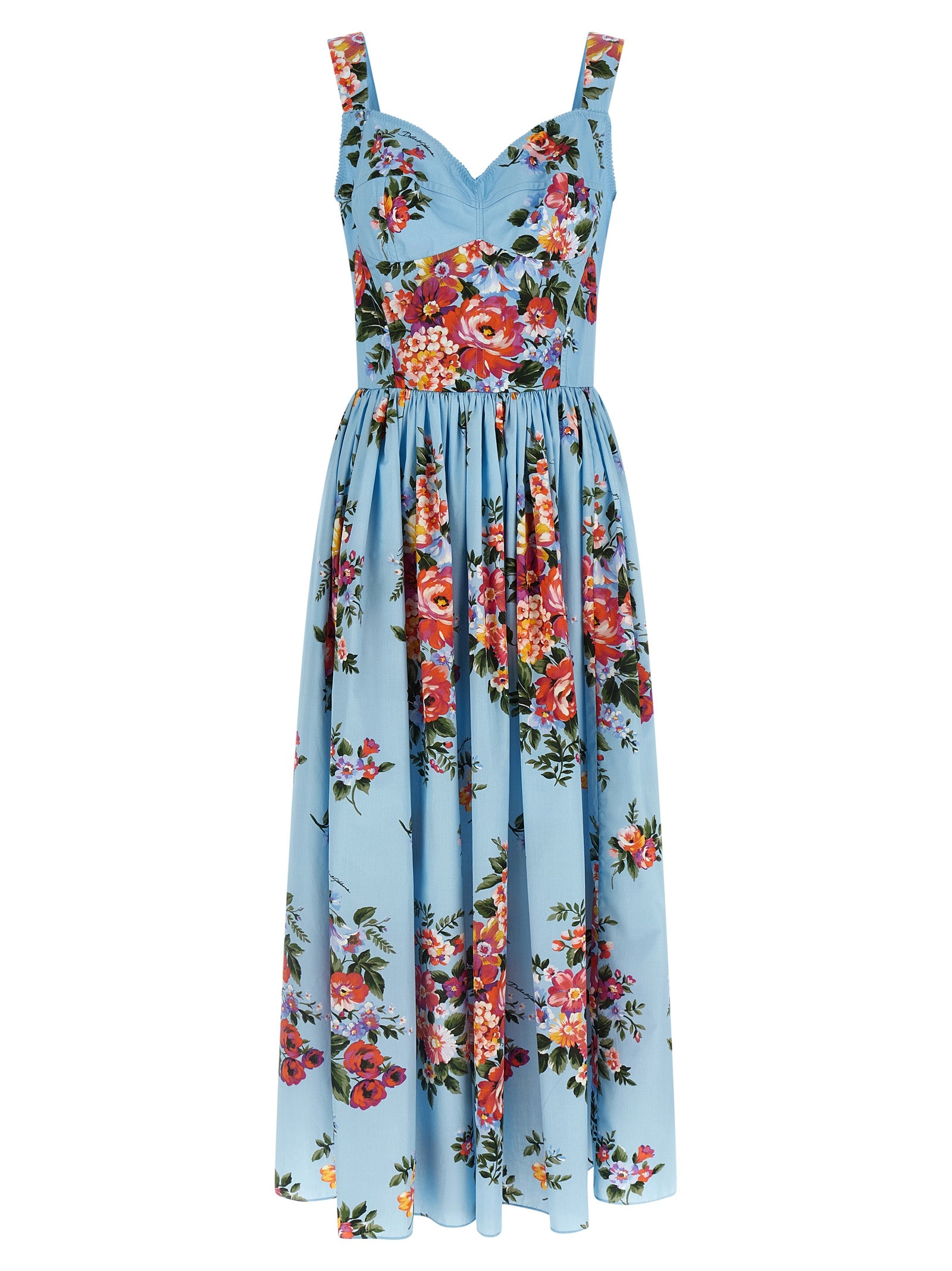Dolce & Gabbana Blue Cotton Long Women's Dress