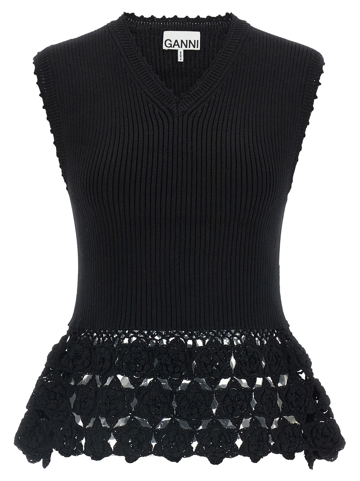 Ganni Black Organic Cotton Sleeveless Women's Jacket