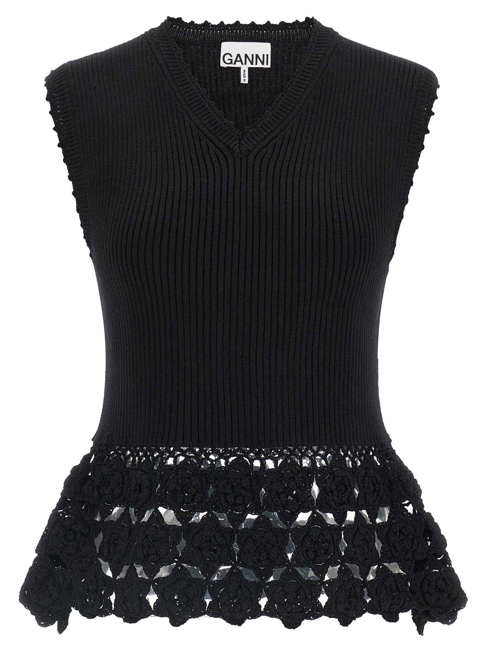Ganni Black Organic Cotton Sleeveless Women's Jacket