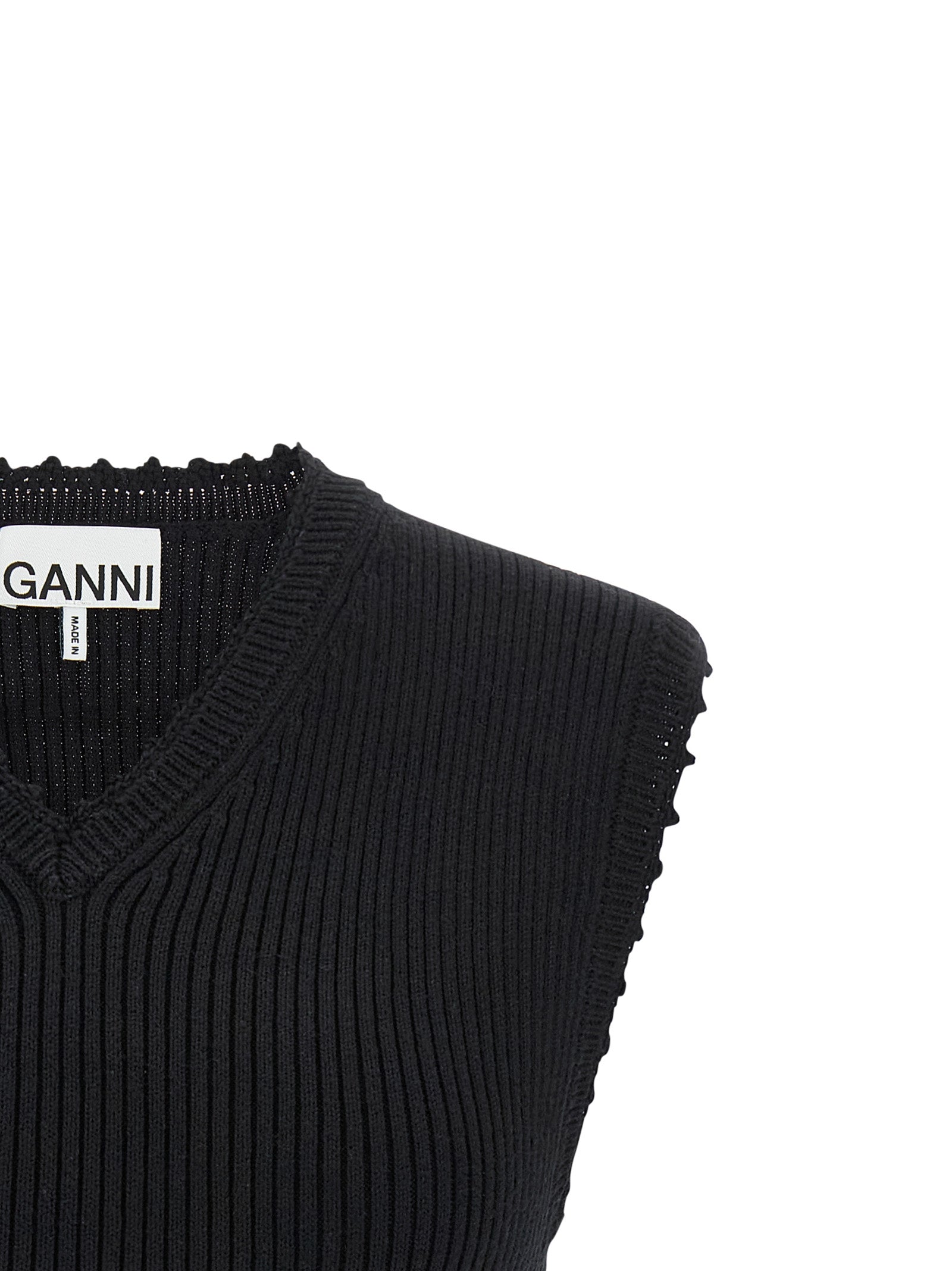 Ganni Black Organic Cotton Sleeveless Women's Jacket