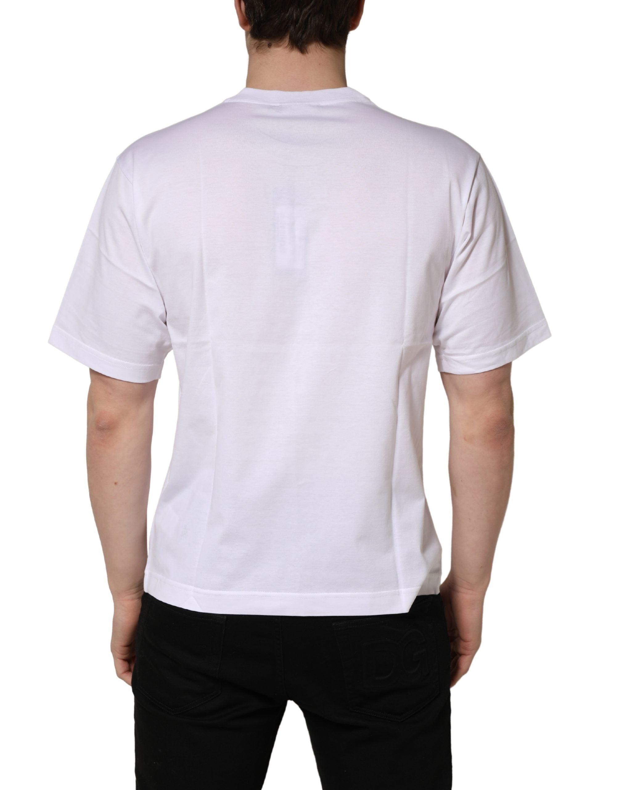 Dolce & Gabbana White Metal DG Logo Cotton Short Sleeves Men's T-shirt