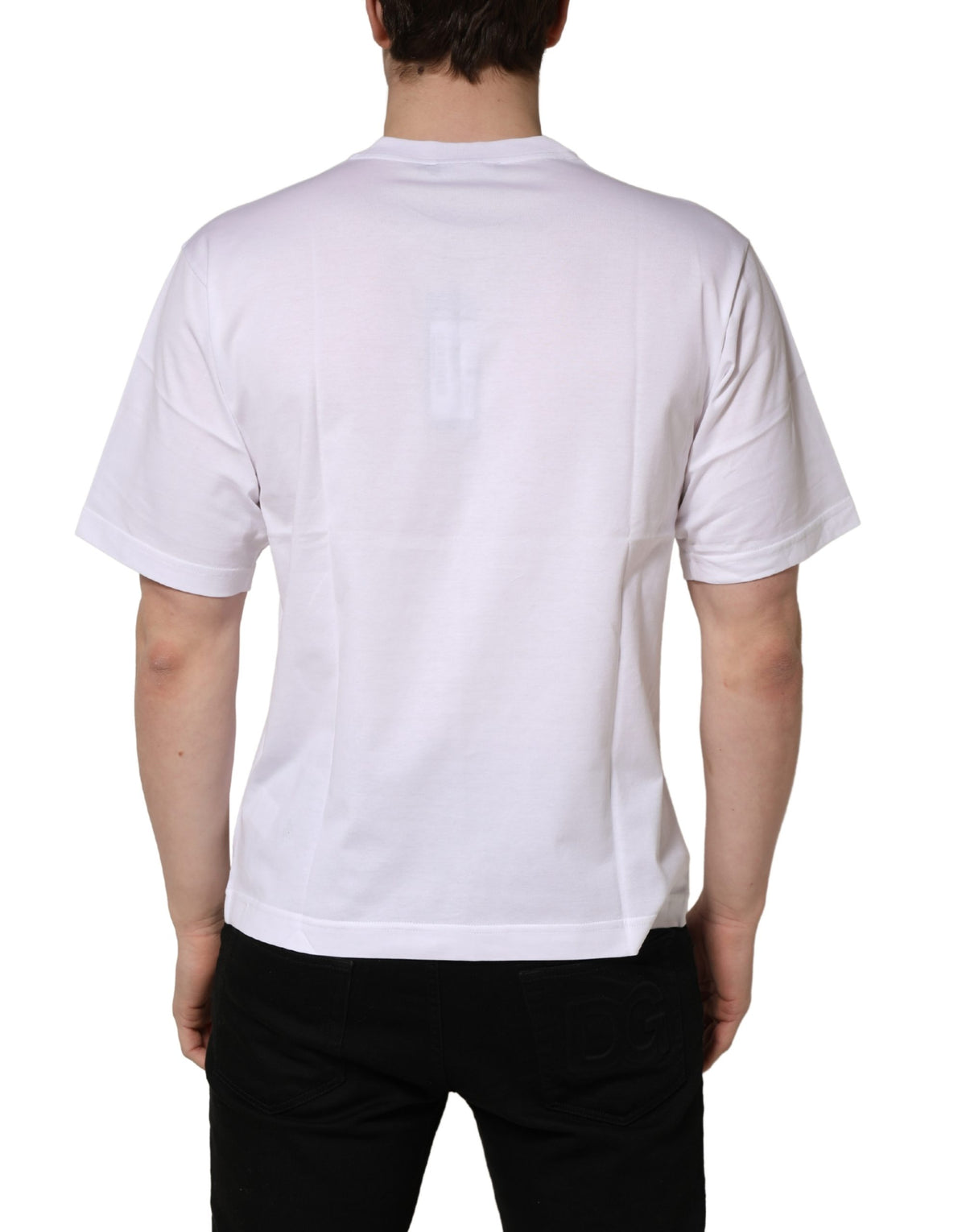Dolce & Gabbana White Metal DG Logo Cotton Short Sleeves Men's T-shirt