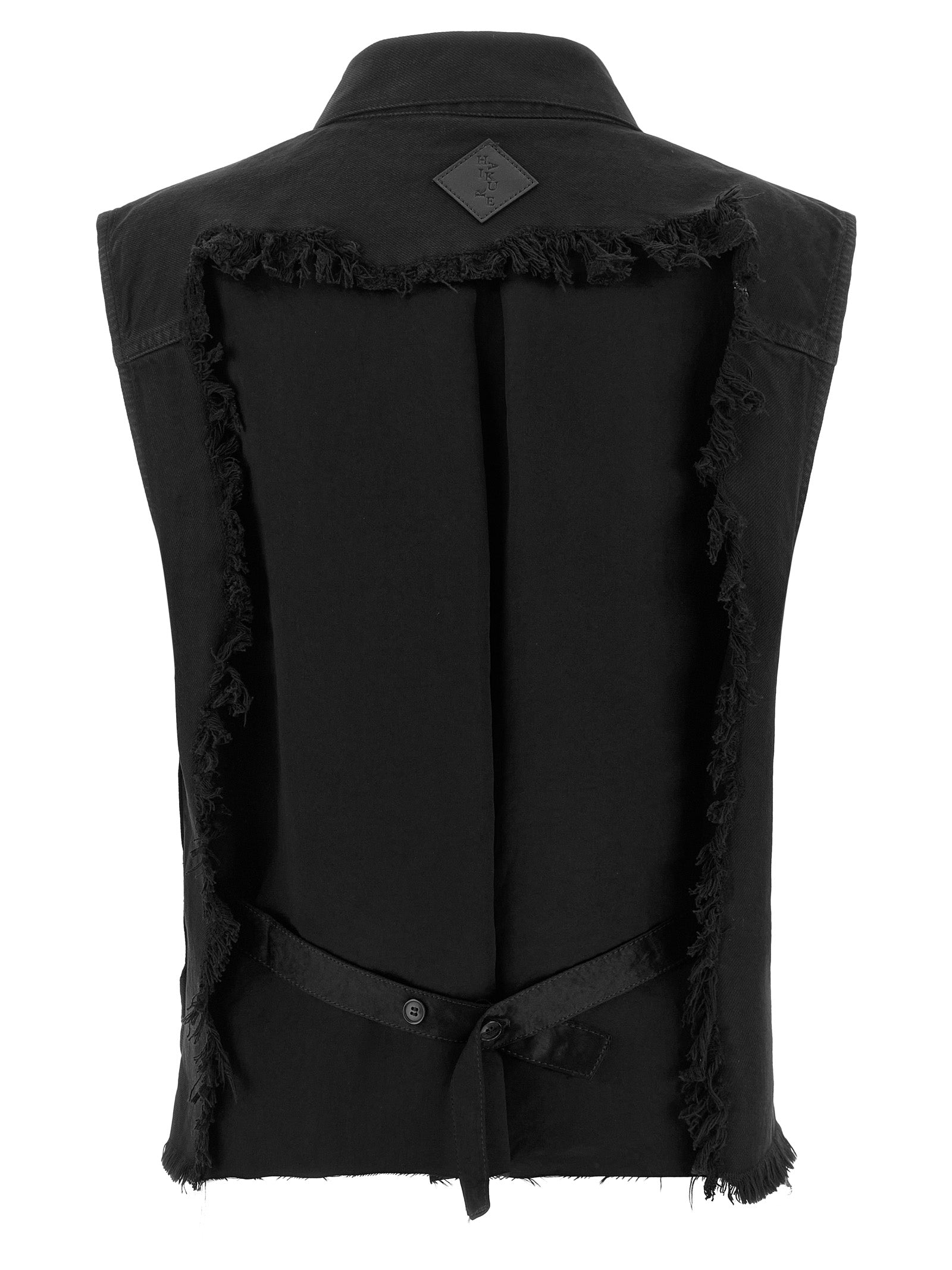Haikure Black Cotton Sleeveless Women's Jacket