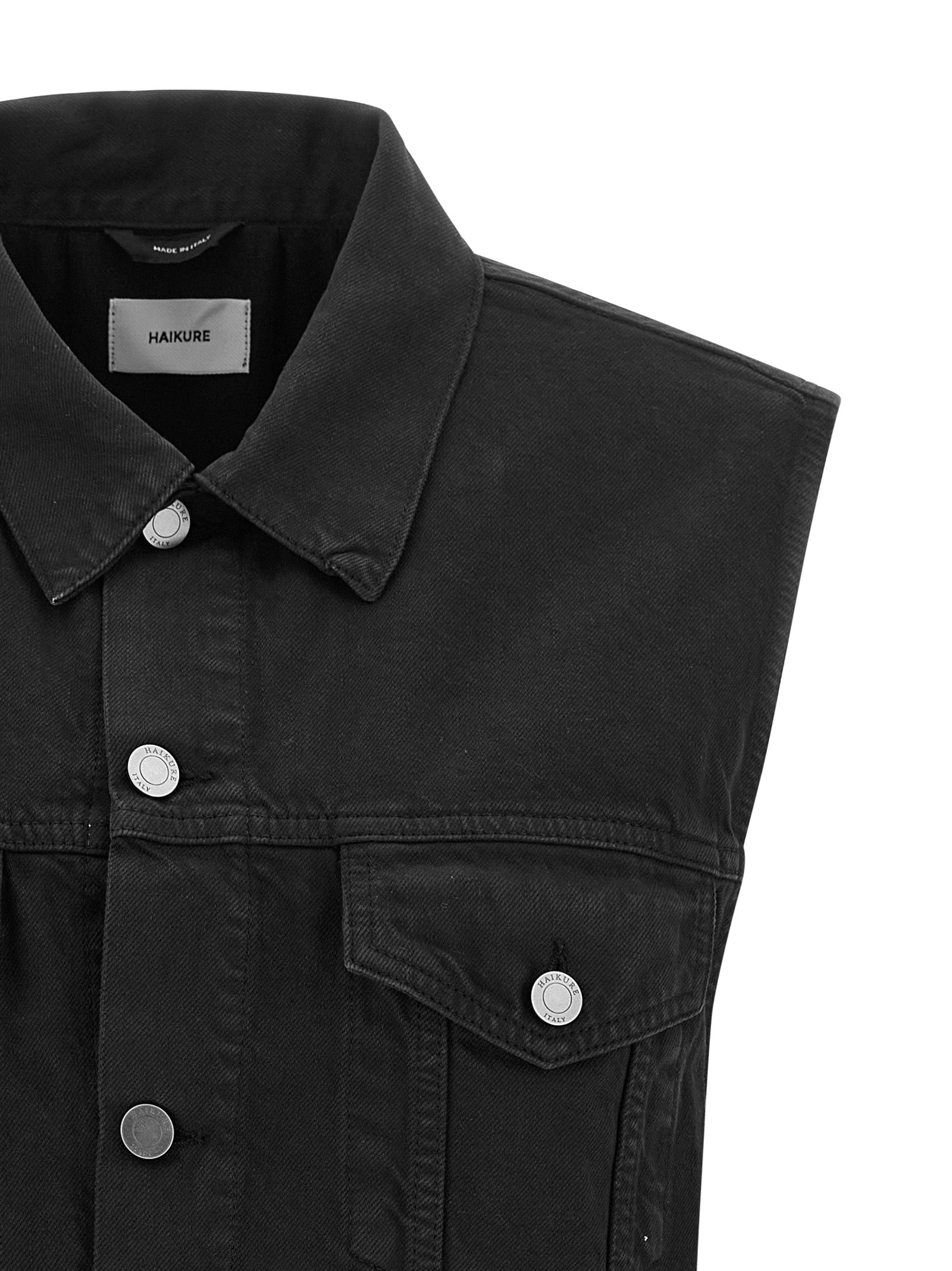 Haikure Black Cotton Sleeveless Women's Jacket