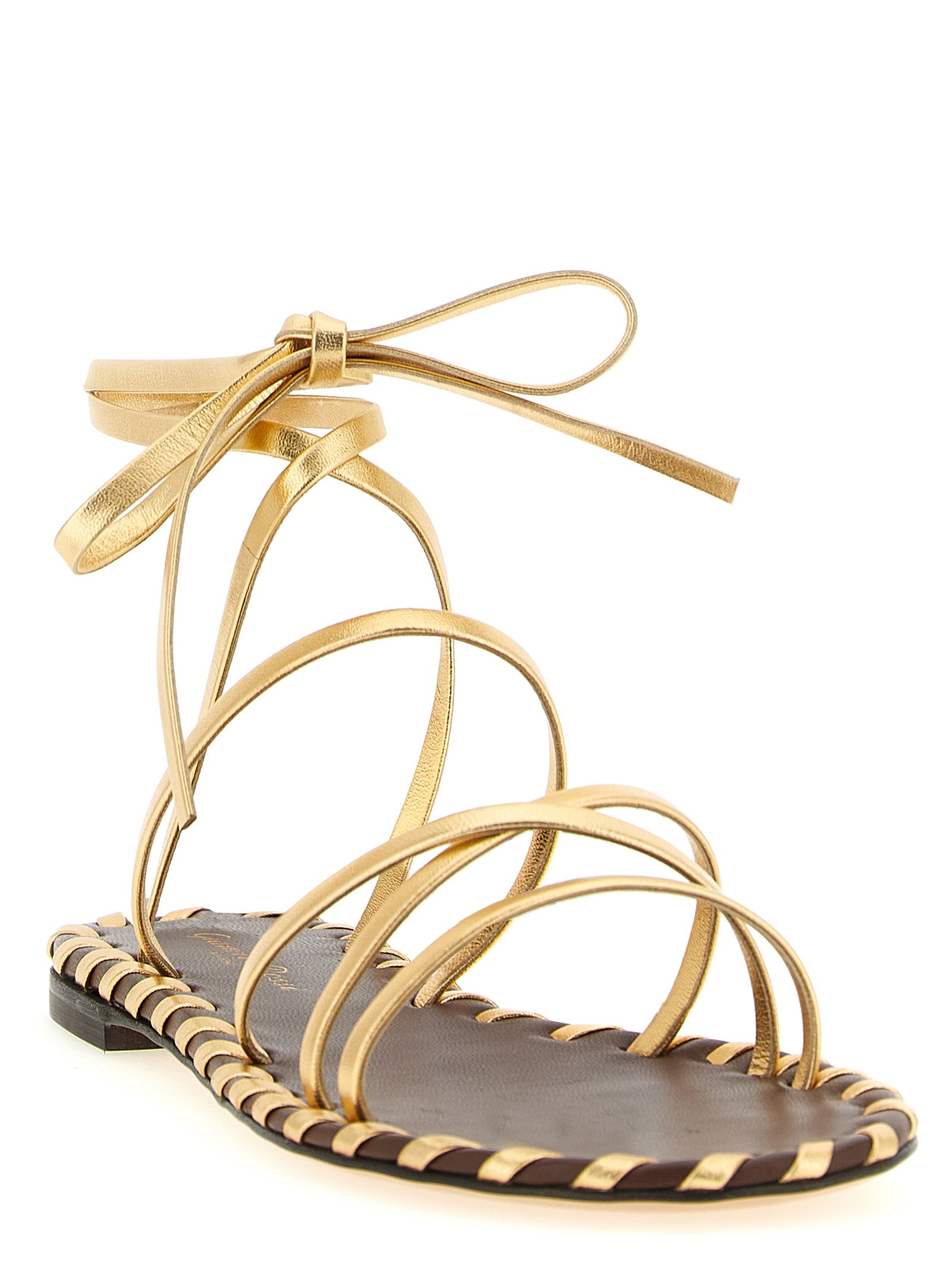 Gianvito Rossi Gold Lamb Leather Flat Women's Sandals